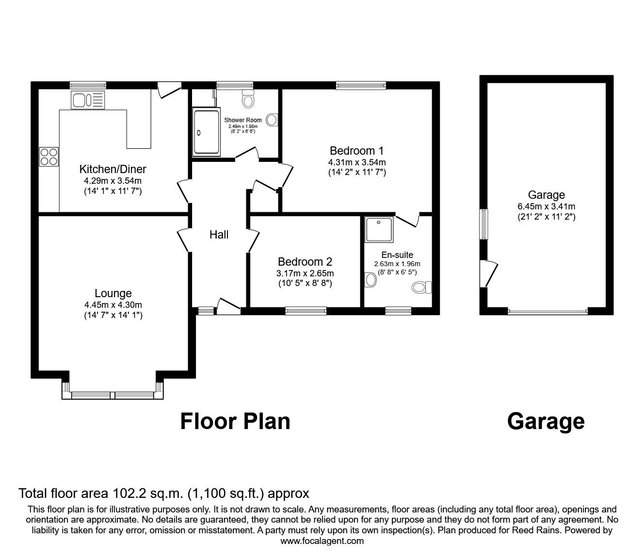 Floorplan of 2 bedroom Detached Bungalow for sale, Derby Road, Garstang, Lancashire, PR3