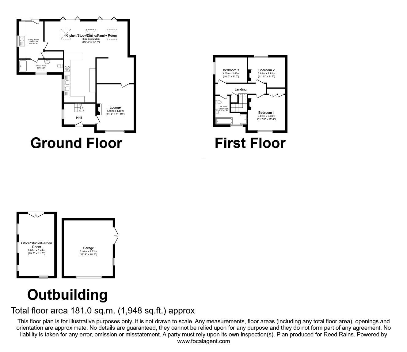 Floorplan of 3 bedroom Semi Detached House for sale, Moss Lane, Garstang, Lancashire, PR3