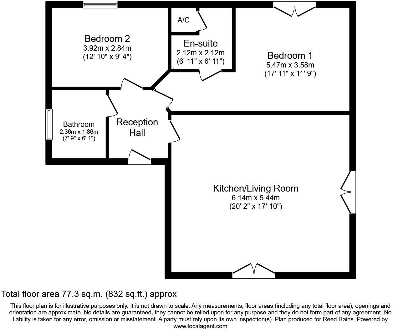 Floorplan of 2 bedroom  Flat for sale, The Moorings, Garstang, Lancashire, PR3