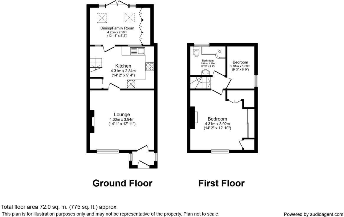Floorplan of 2 bedroom Semi Detached House for sale, Ray Lane, Barnacre, Lancashire, PR3