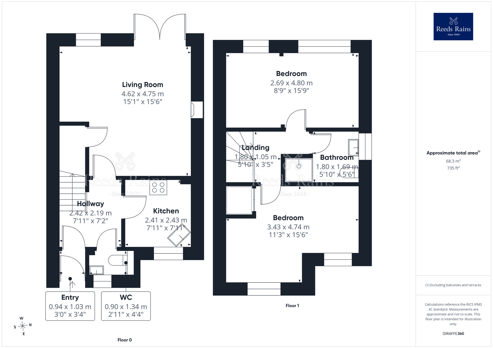 Floorplan of 2 bedroom Semi Detached House for sale, The Hawthorns, Bilsborrow, Lancashire, PR3