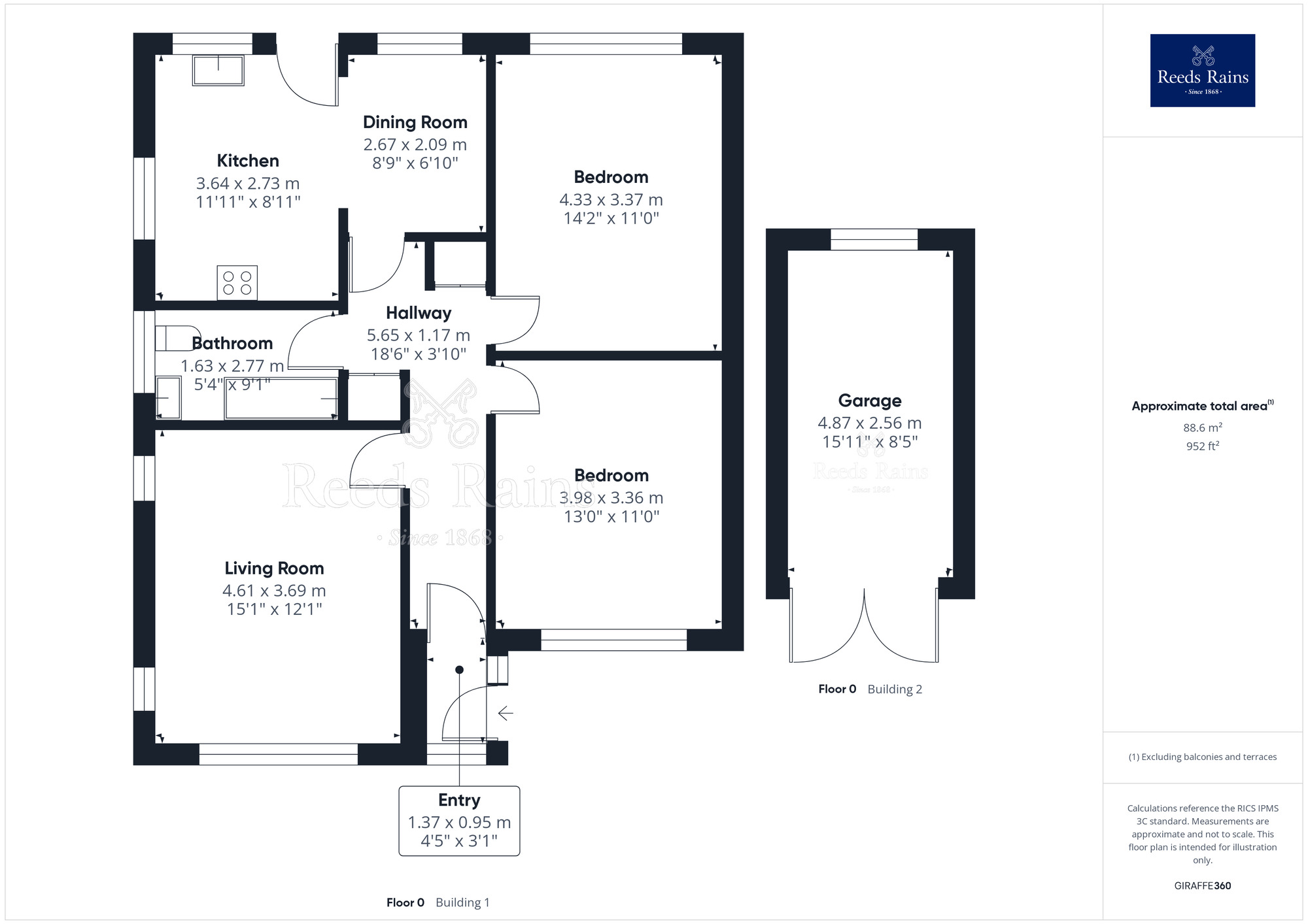 Floorplan of 2 bedroom Semi Detached Bungalow for sale, Garstang Road, Claughton-on-Brock, Lancashire, PR3
