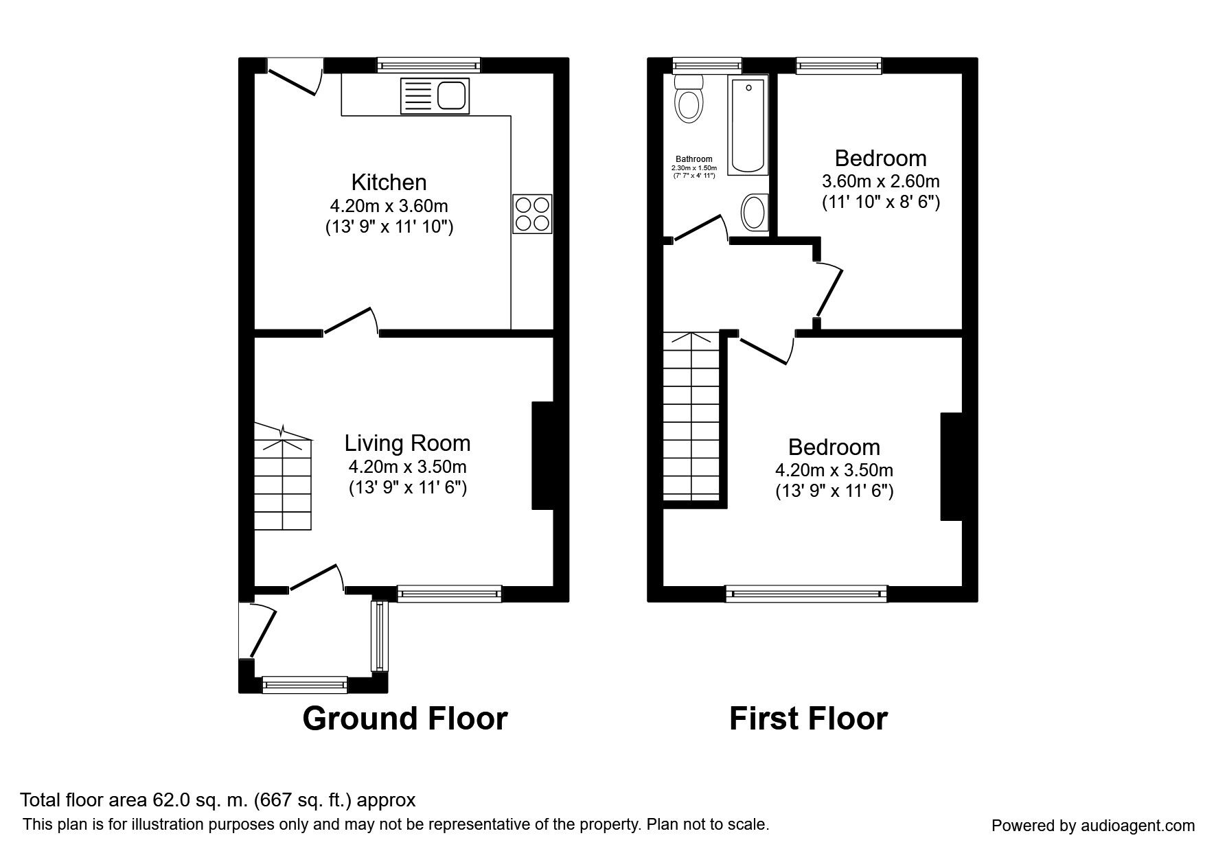 Floorplan of 2 bedroom End Terrace House for sale, Spring Street, Broadbottom, Cheshire, SK14