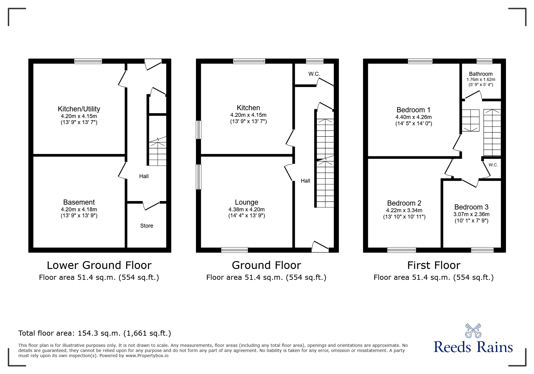 Floorplan of 3 bedroom Semi Detached House for sale, Church Street, Tintwistle, Derbyshire, SK13