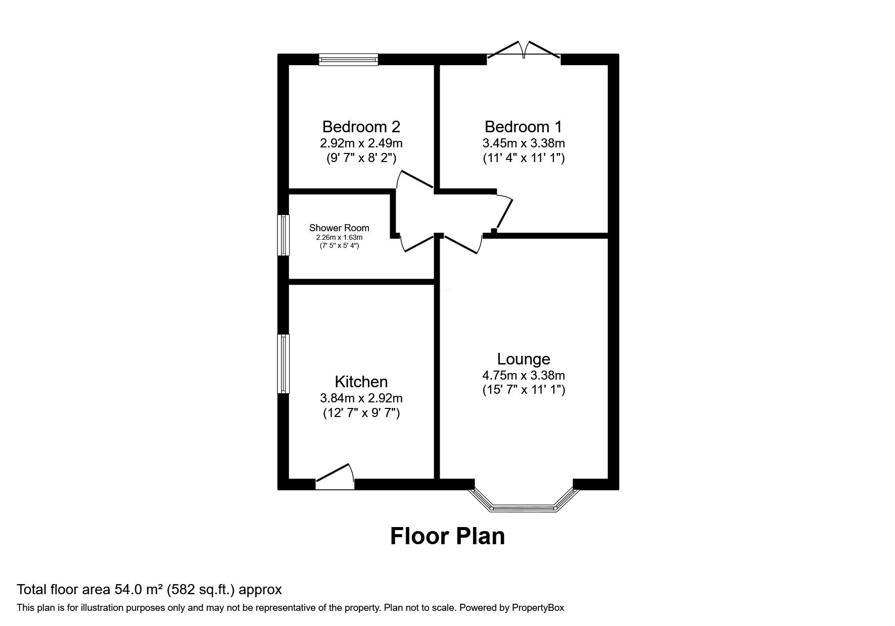 Floorplan of 2 bedroom Semi Detached Bungalow for sale, Leicester Drive, Glossop, Derbyshire, SK13