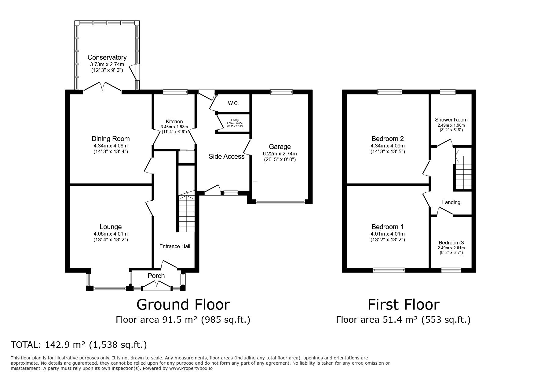 Floorplan of 3 bedroom Semi Detached House for sale, North Road, Glossop, Derbyshire, SK13