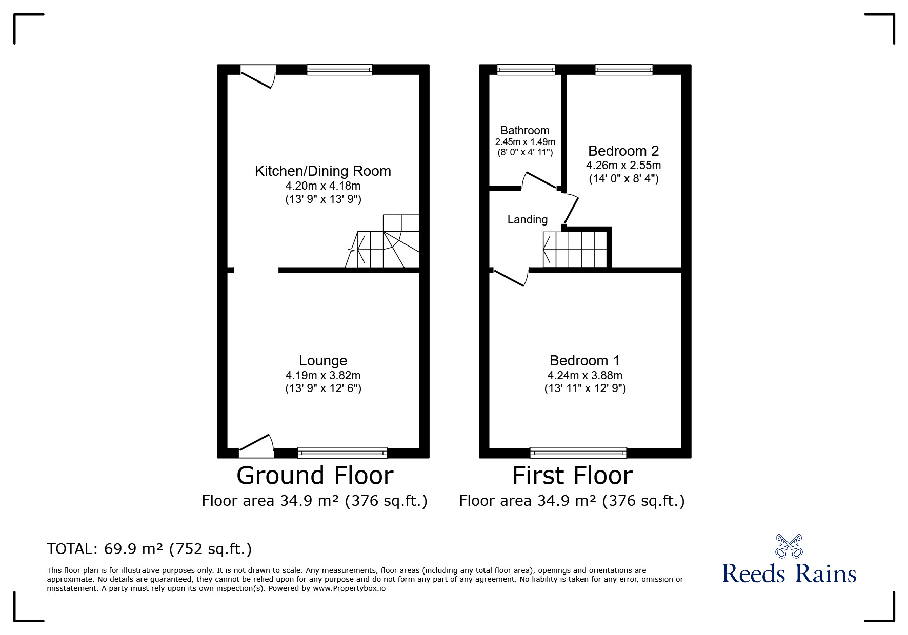 Floorplan of 2 bedroom Mid Terrace House for sale, Jones Street, Hadfield, Derbyshire, SK13