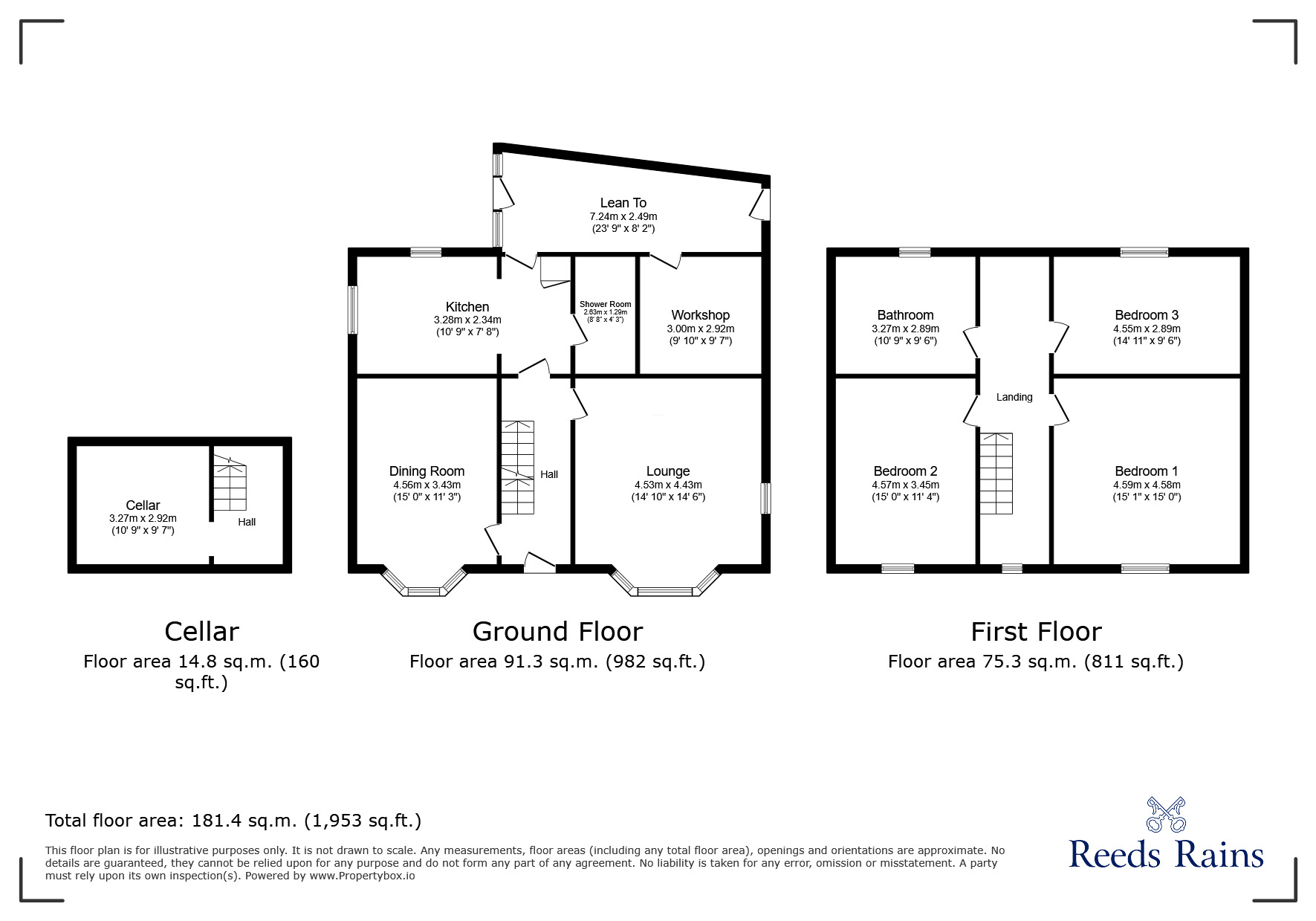 Floorplan of 3 bedroom Detached House for sale, Old Road, Tintwistle, Derbyshire, SK13