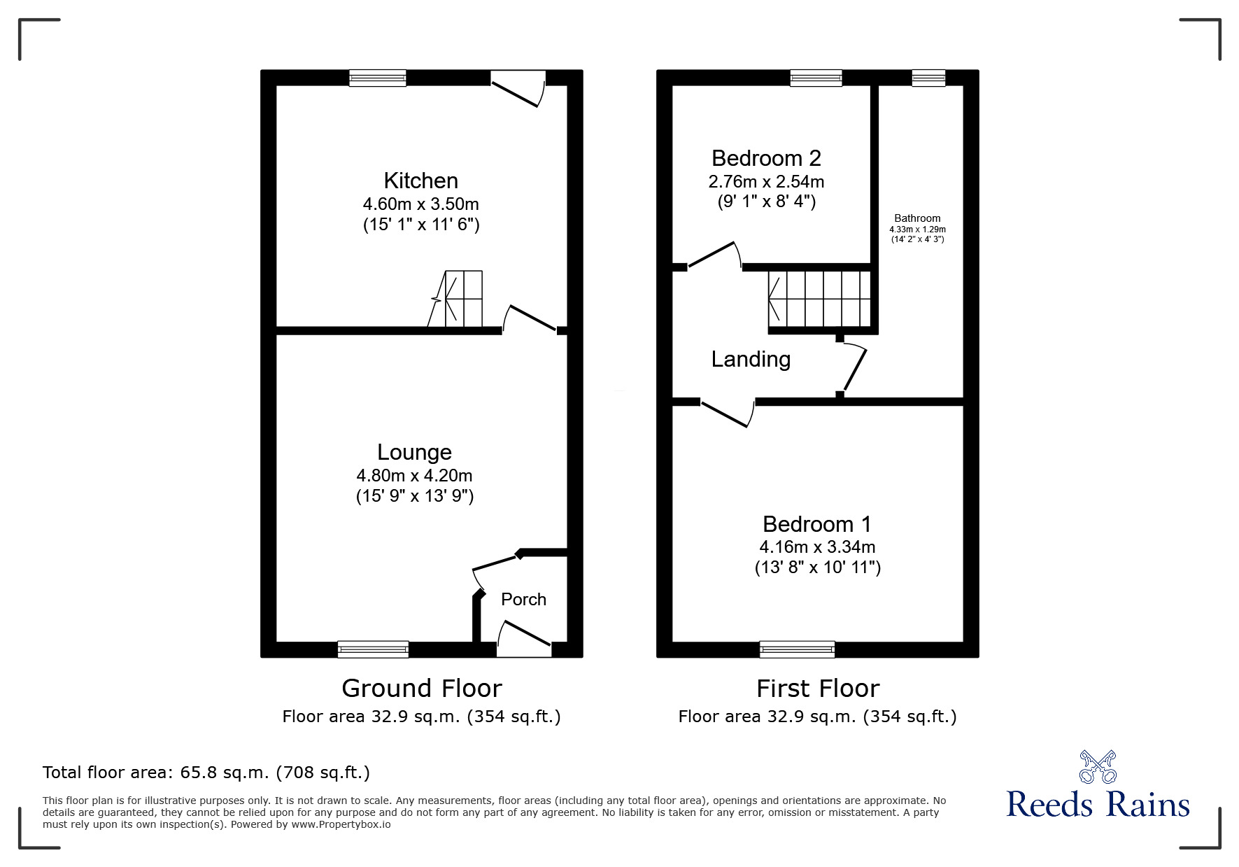 Floorplan of 2 bedroom Mid Terrace House for sale, Kershaw Street, Glossop, Derbyshire, SK13