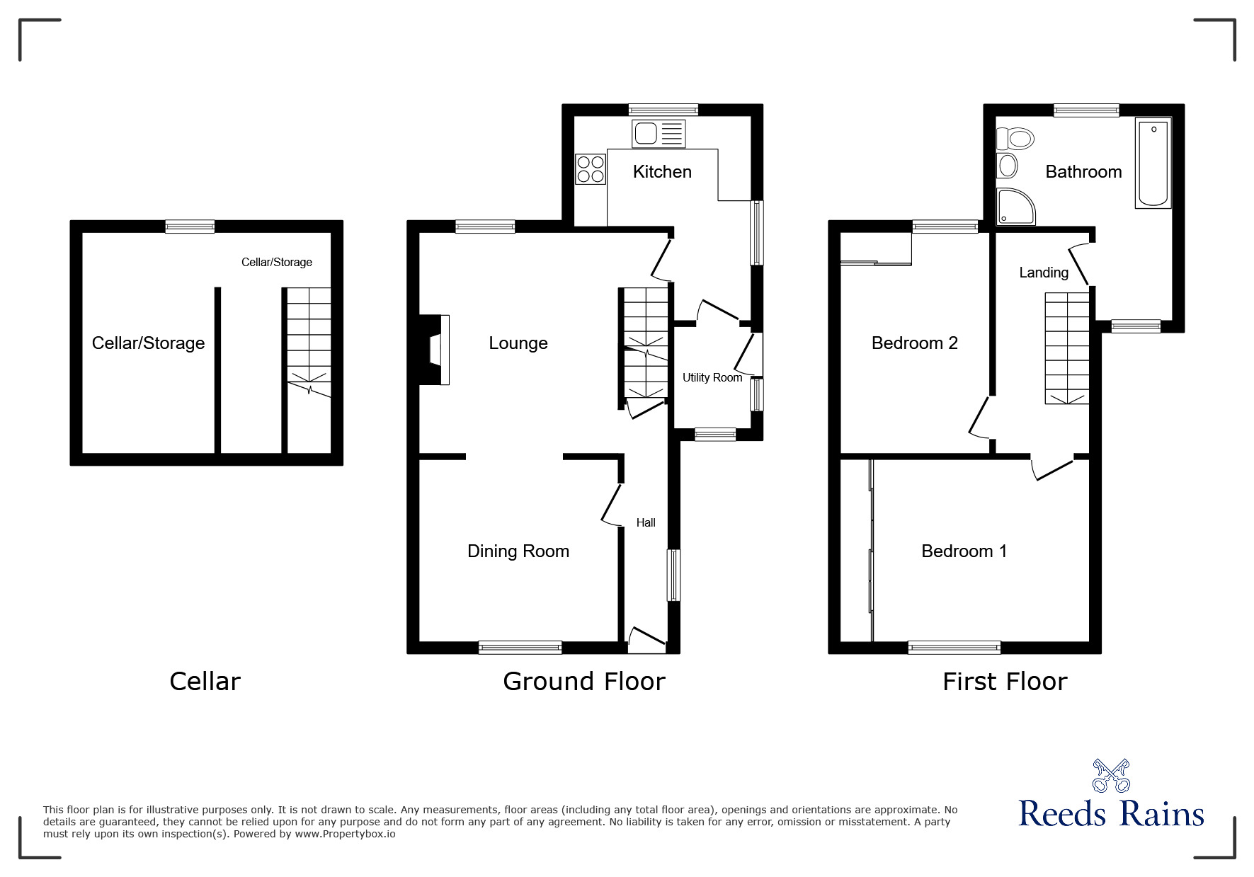 Floorplan of 2 bedroom End Terrace House for sale, Simmondley Lane, Glossop, Derbyshire, SK13