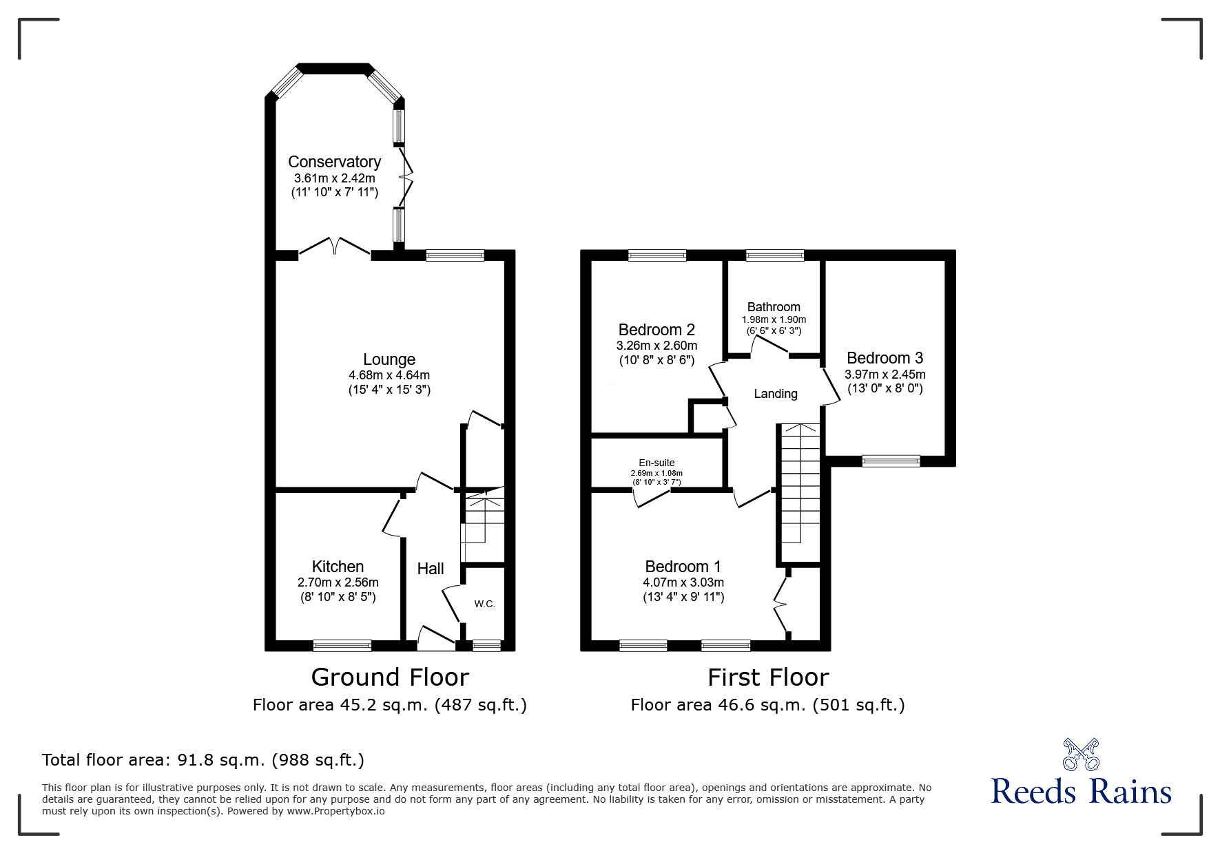 Floorplan of 3 bedroom Link Detached House for sale, Kingfisher Way, Glossop, Derbyshire, SK13