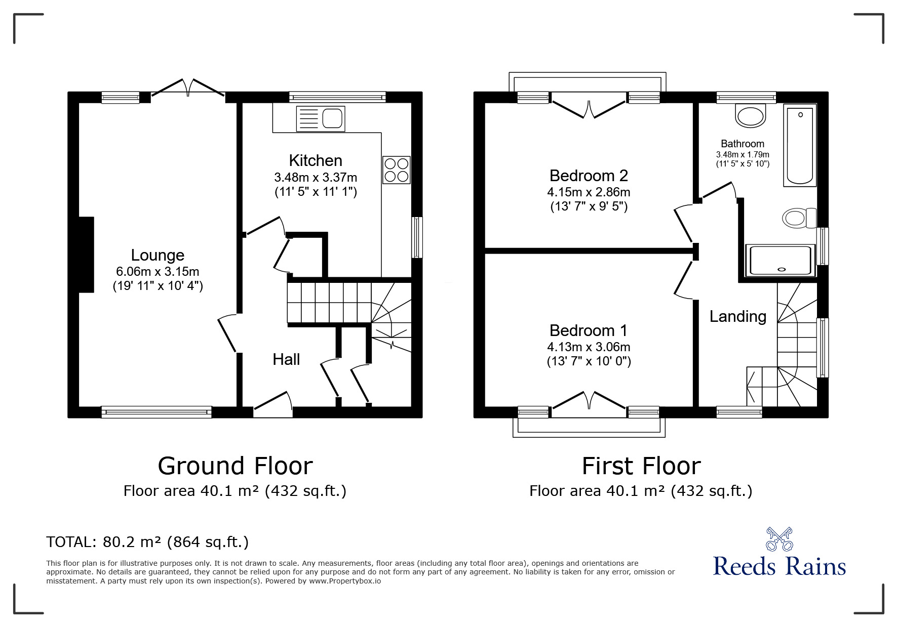 Floorplan of 2 bedroom Semi Detached House for sale, Fields Crescent, Hollingworth, Greater Manchester, SK14