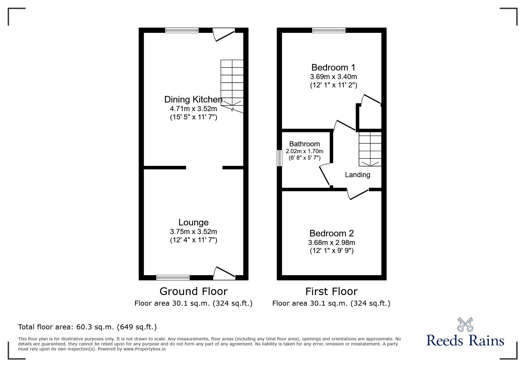 Floorplan of 2 bedroom End Terrace House for sale, Back Lane, Mottram, Greater Manchester, SK14
