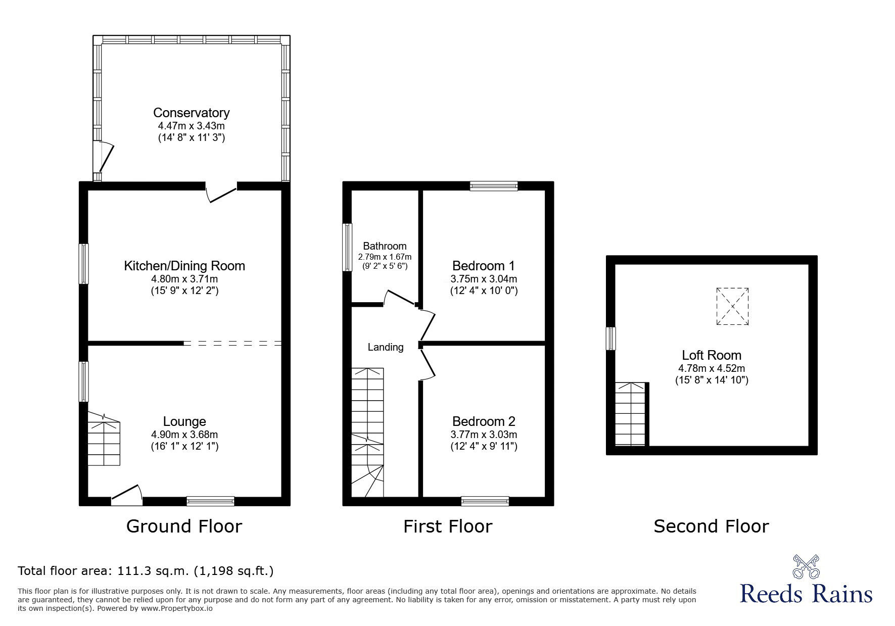 Floorplan of 2 bedroom End Terrace House for sale, Dinting Vale, Glossop, Derbyshire, SK13