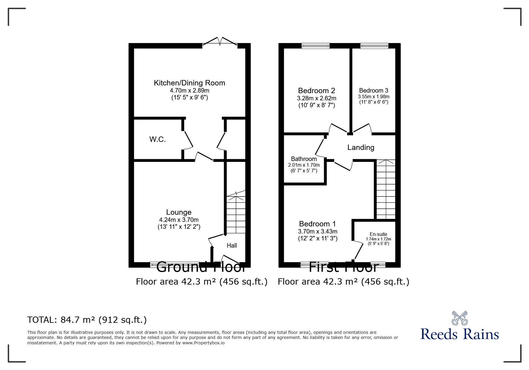 Floorplan of 3 bedroom Semi Detached House for sale, Hawthorn Drive, Glossop, Derbyshire, SK13