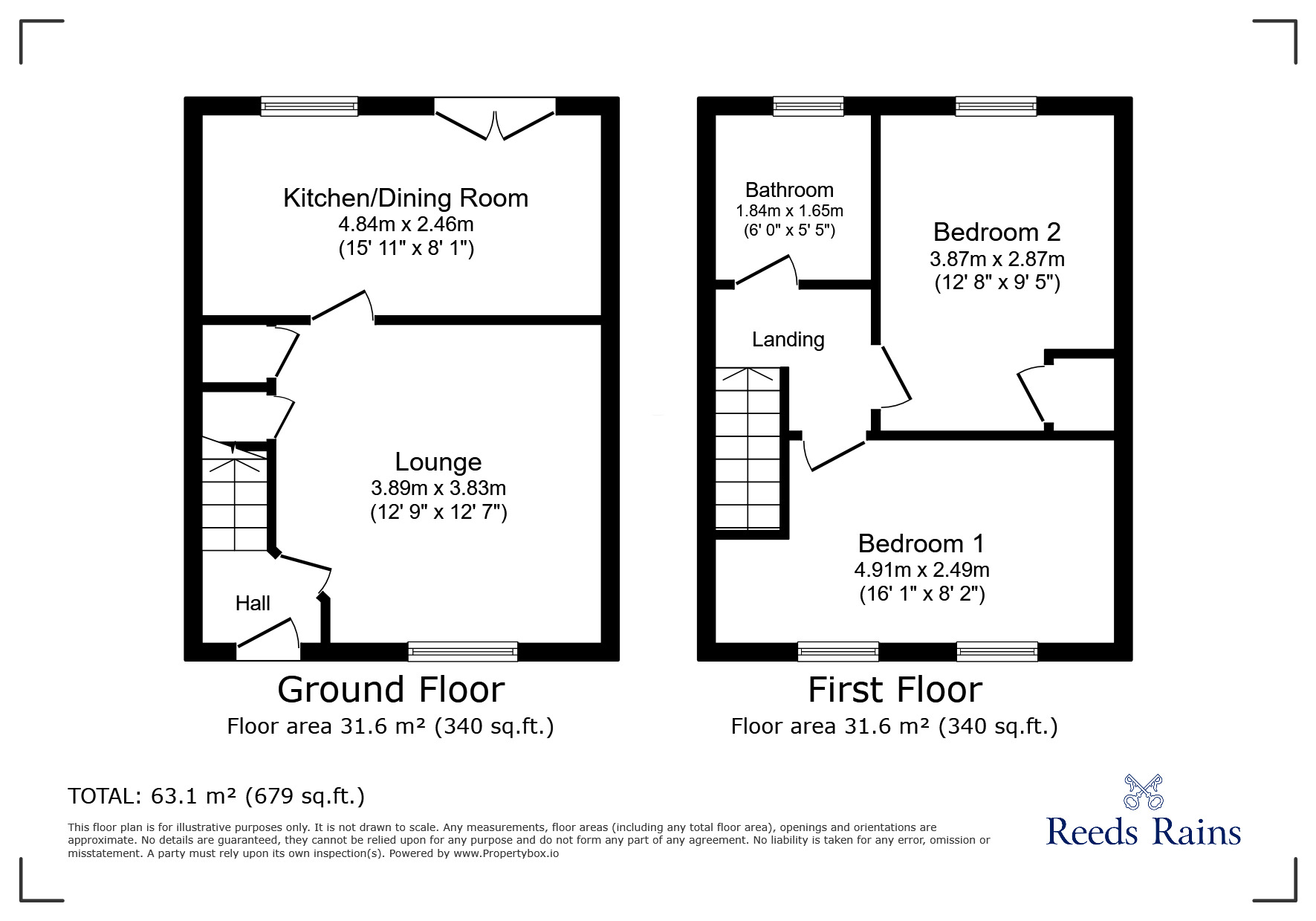 Floorplan of 2 bedroom Mid Terrace House for sale, Highfield Road, Glossop, Derbyshire, SK13