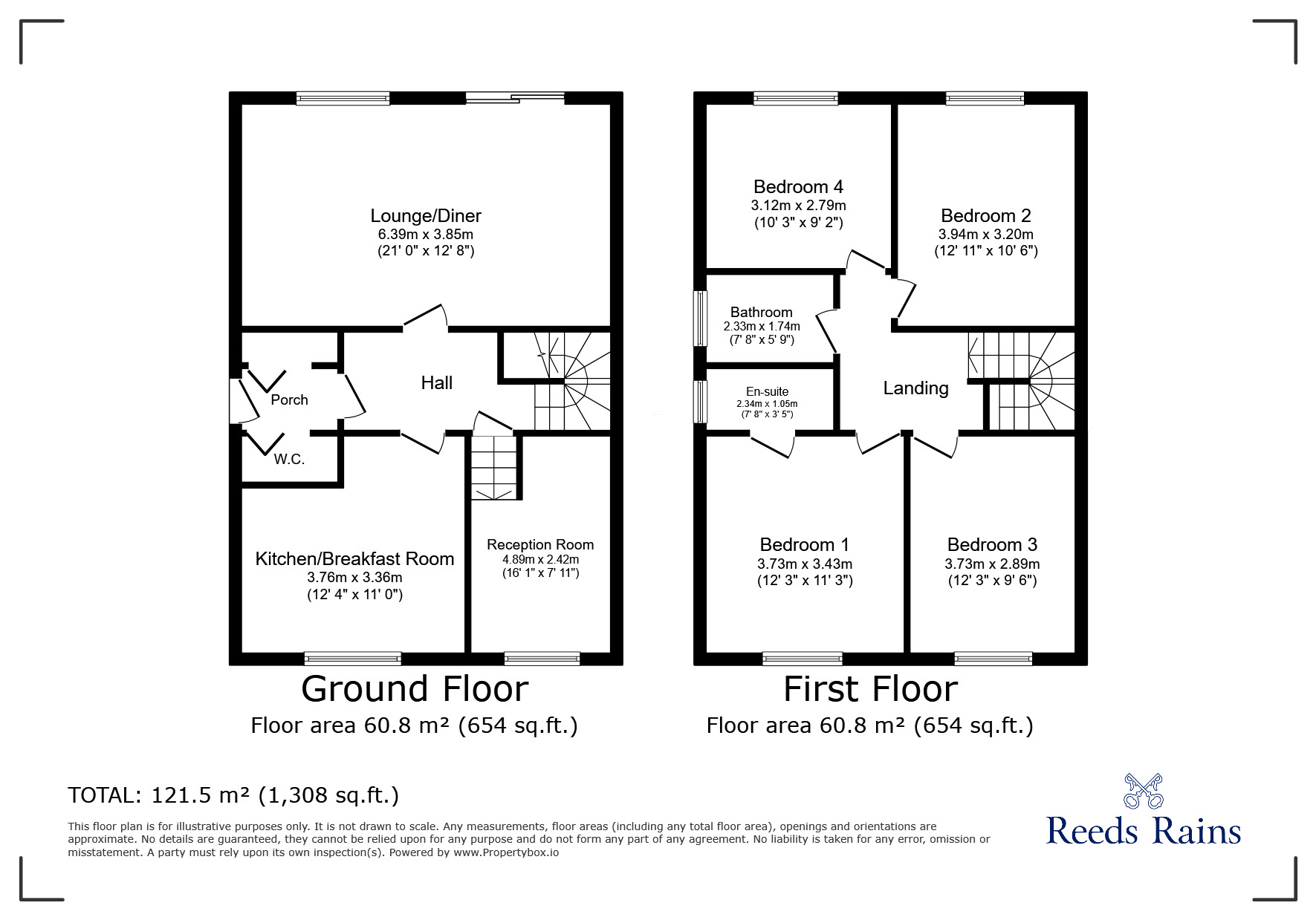 Floorplan of 4 bedroom Semi Detached House for sale, Simons Close, Glossop, Derbyshire, SK13