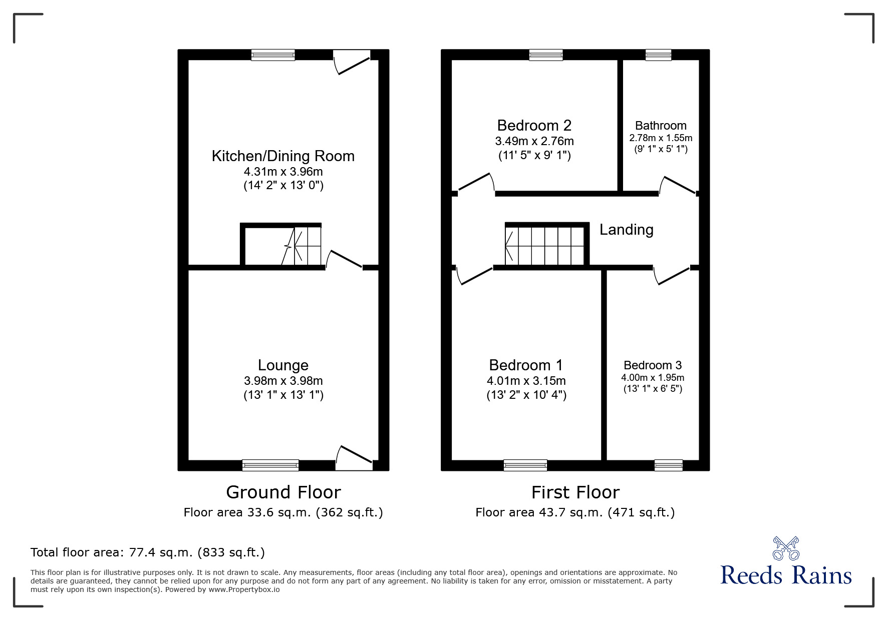 Floorplan of 3 bedroom Mid Terrace House for sale, Cottage Lane, Glossop, Derbyshire, SK13