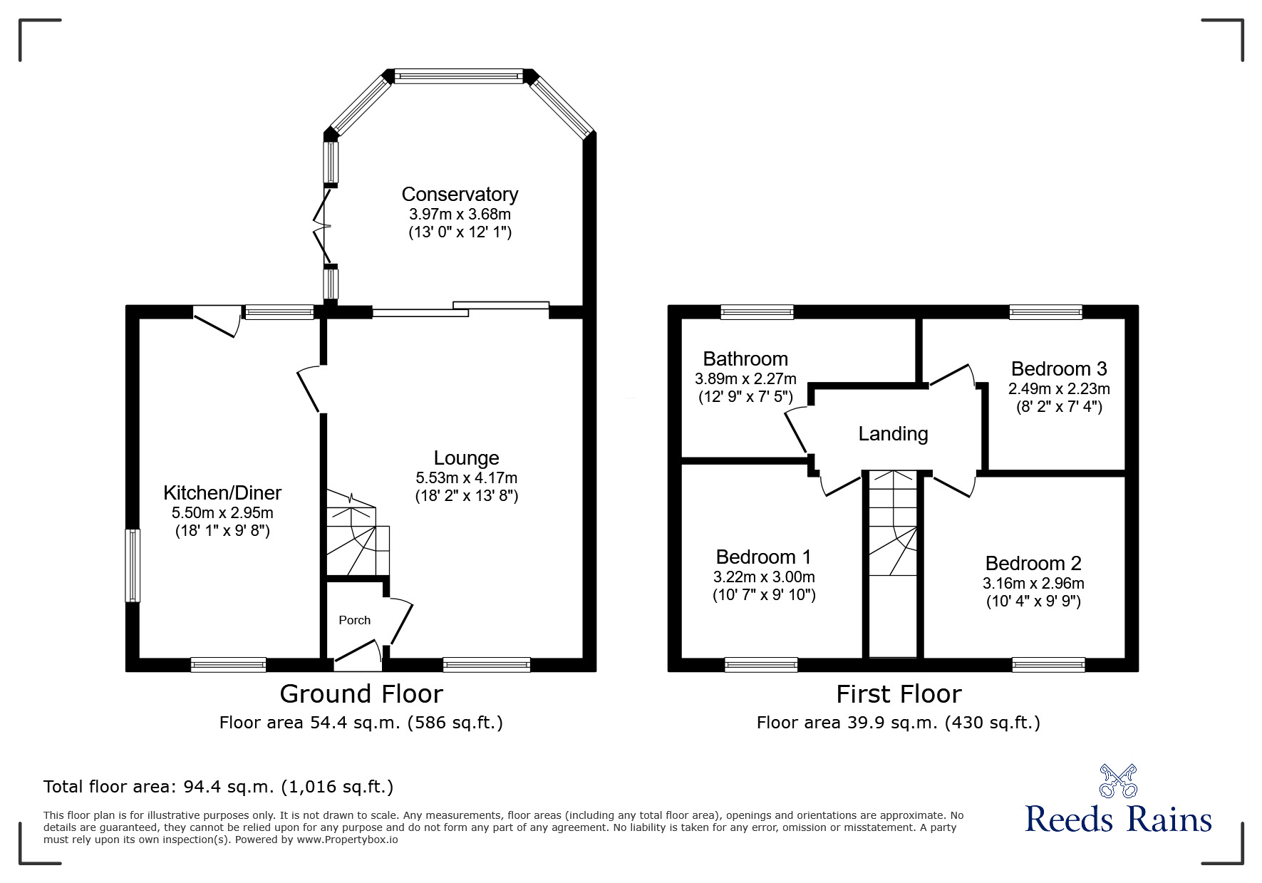 Floorplan of 3 bedroom End Terrace House for sale, Queens Drive, Glossop, Derbyshire, SK13