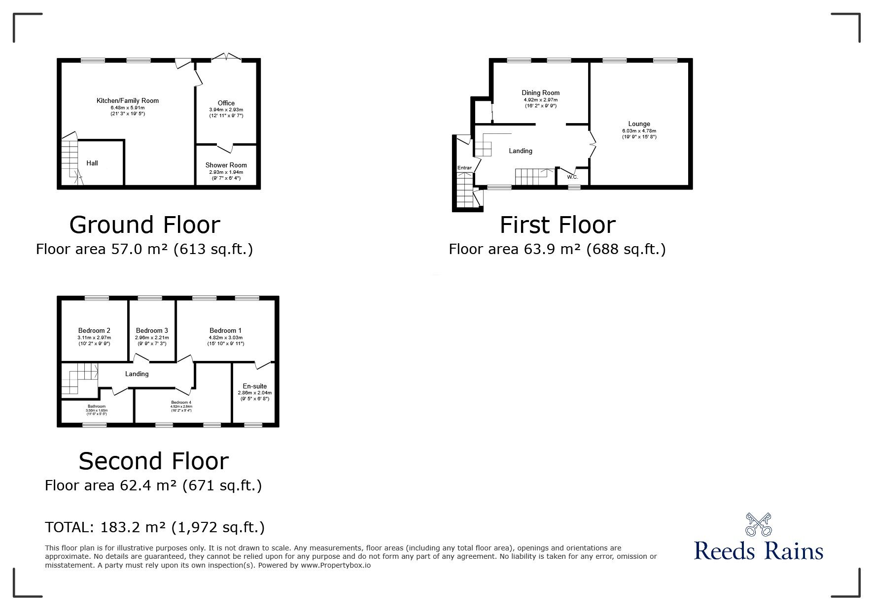 Floorplan of 4 bedroom Link Detached House for sale, Wesley Street, Hadfield, Derbyshire, SK13
