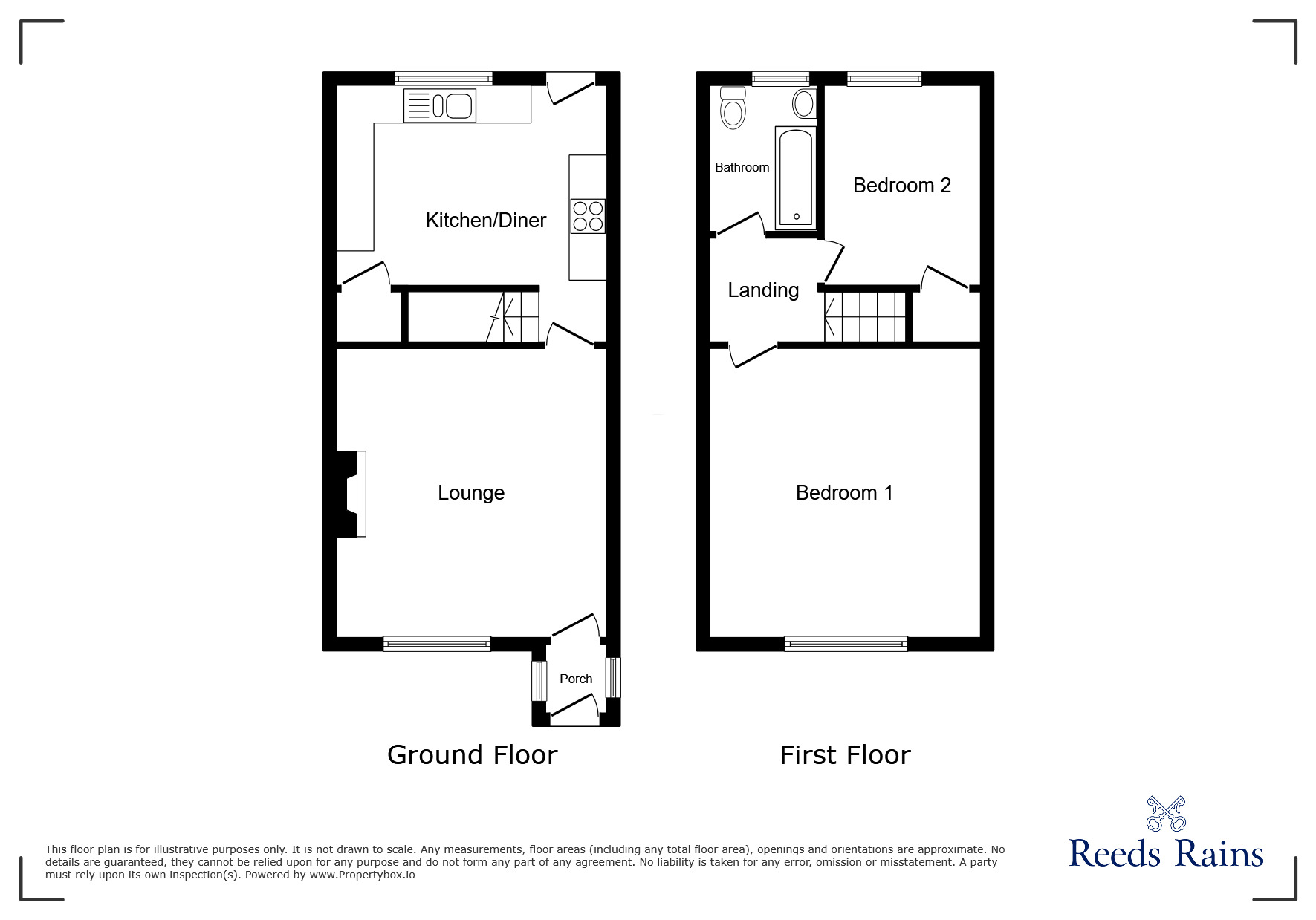 Floorplan of 2 bedroom End Terrace House for sale, Hague Street, Glossop, Derbyshire, SK13