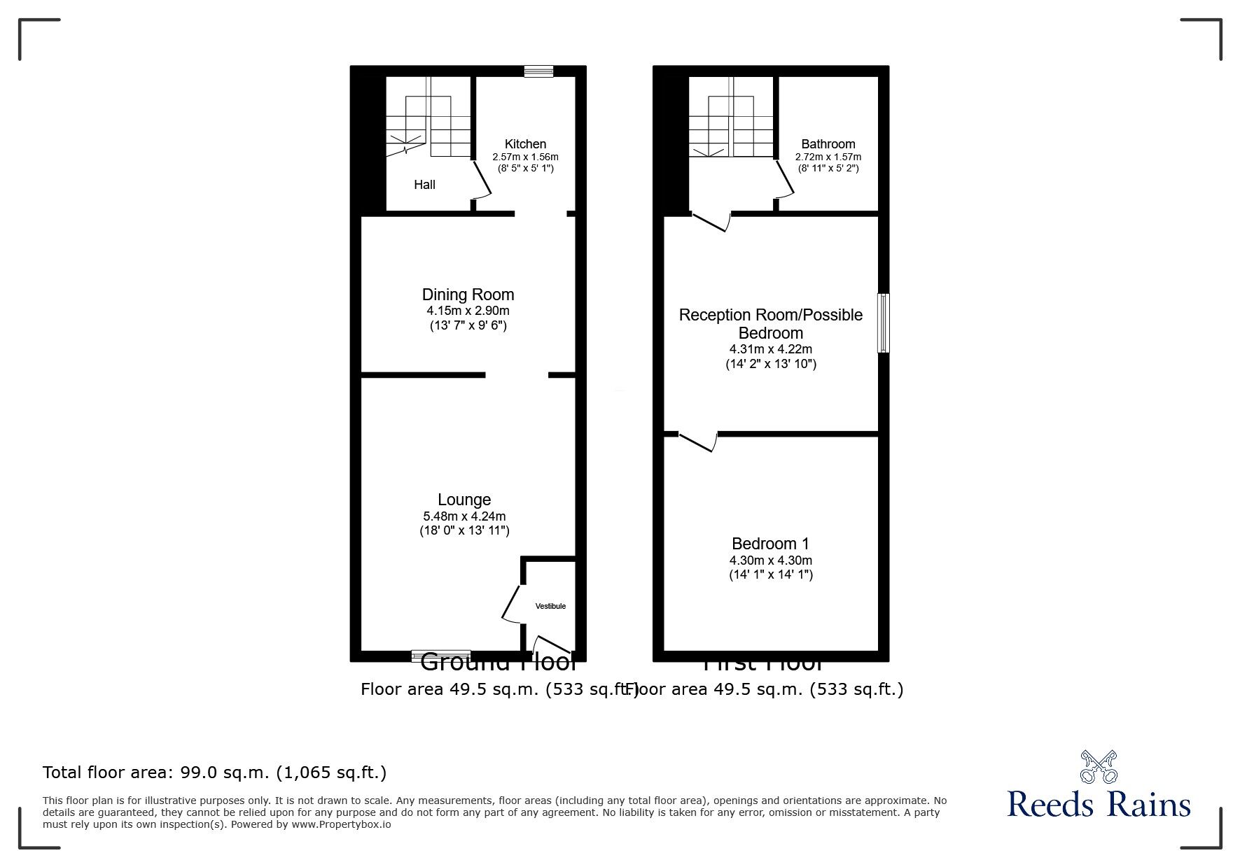 Floorplan of 1 bedroom End Terrace House for sale, Market Street, Hollingworth, Greater Manchester, SK14