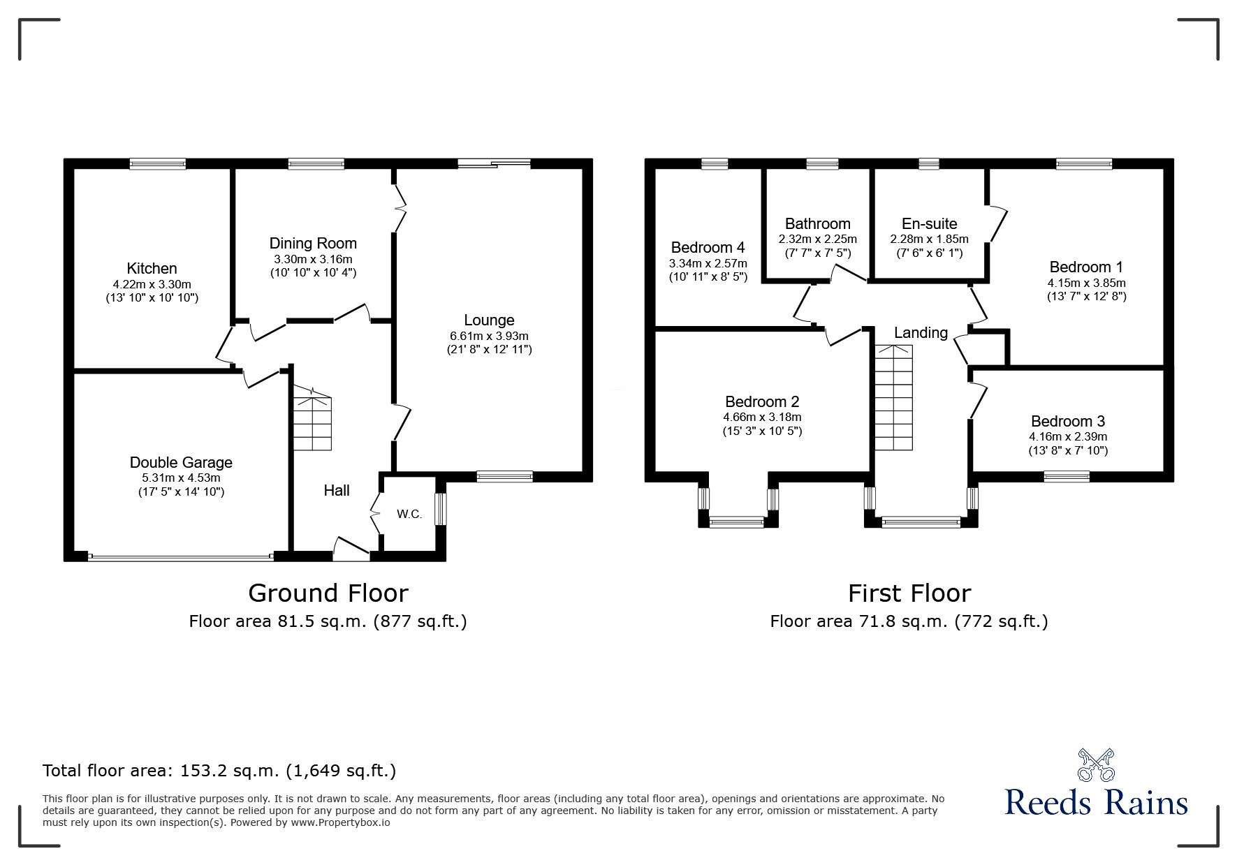 Floorplan of 4 bedroom Detached House for sale, Hathersage Drive, Glossop, Derbyshire, SK13