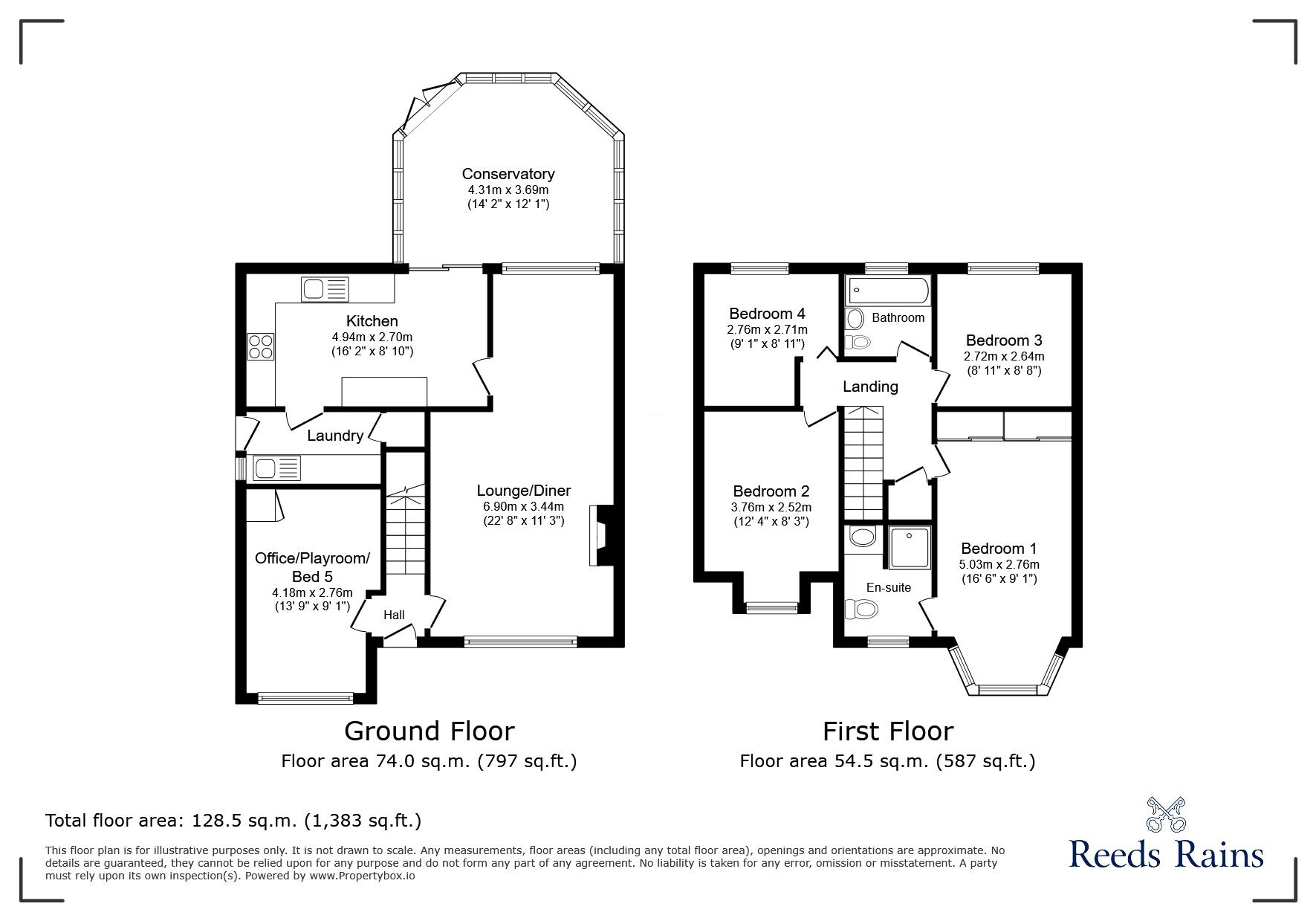 Floorplan of 4 bedroom Detached House for sale, Hurstbrook Close, Glossop, Derbyshire, SK13