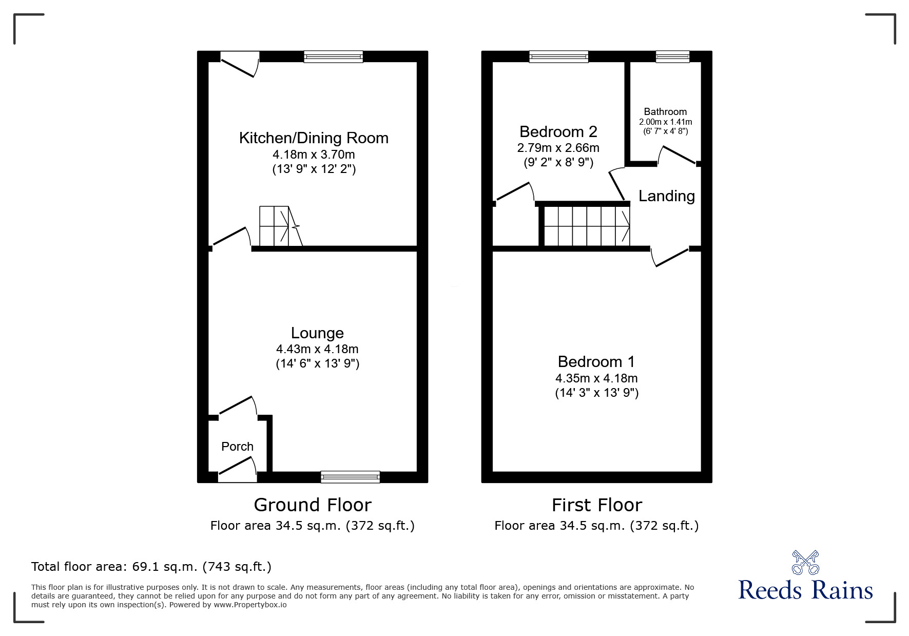 Floorplan of 2 bedroom Mid Terrace House for sale, Old Hall Square, Hadfield, Derbyshire, SK13