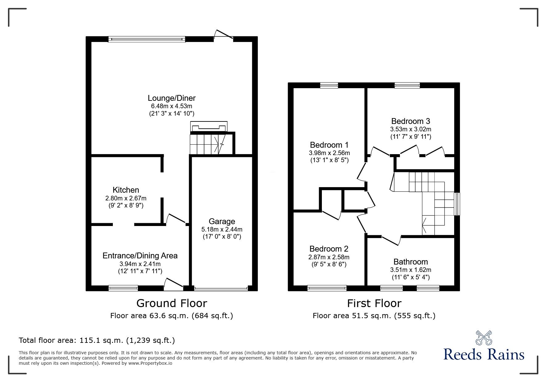 Floorplan of 3 bedroom Semi Detached House for sale, Hyde Road, Mottram, Greater Manchester, SK14