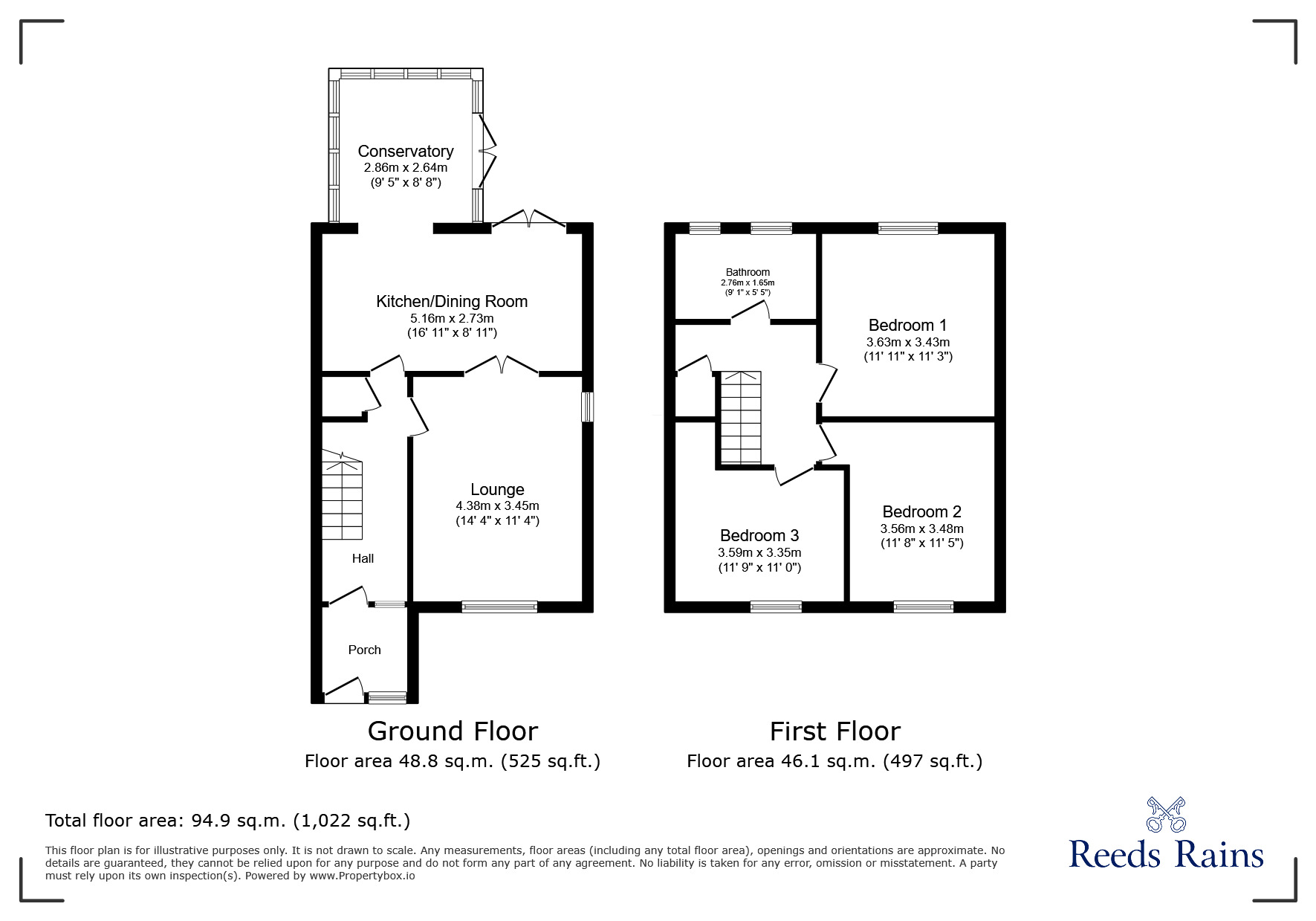 Floorplan of 3 bedroom End Terrace House for sale, Ashton Street, Glossop, Derbyshire, SK13