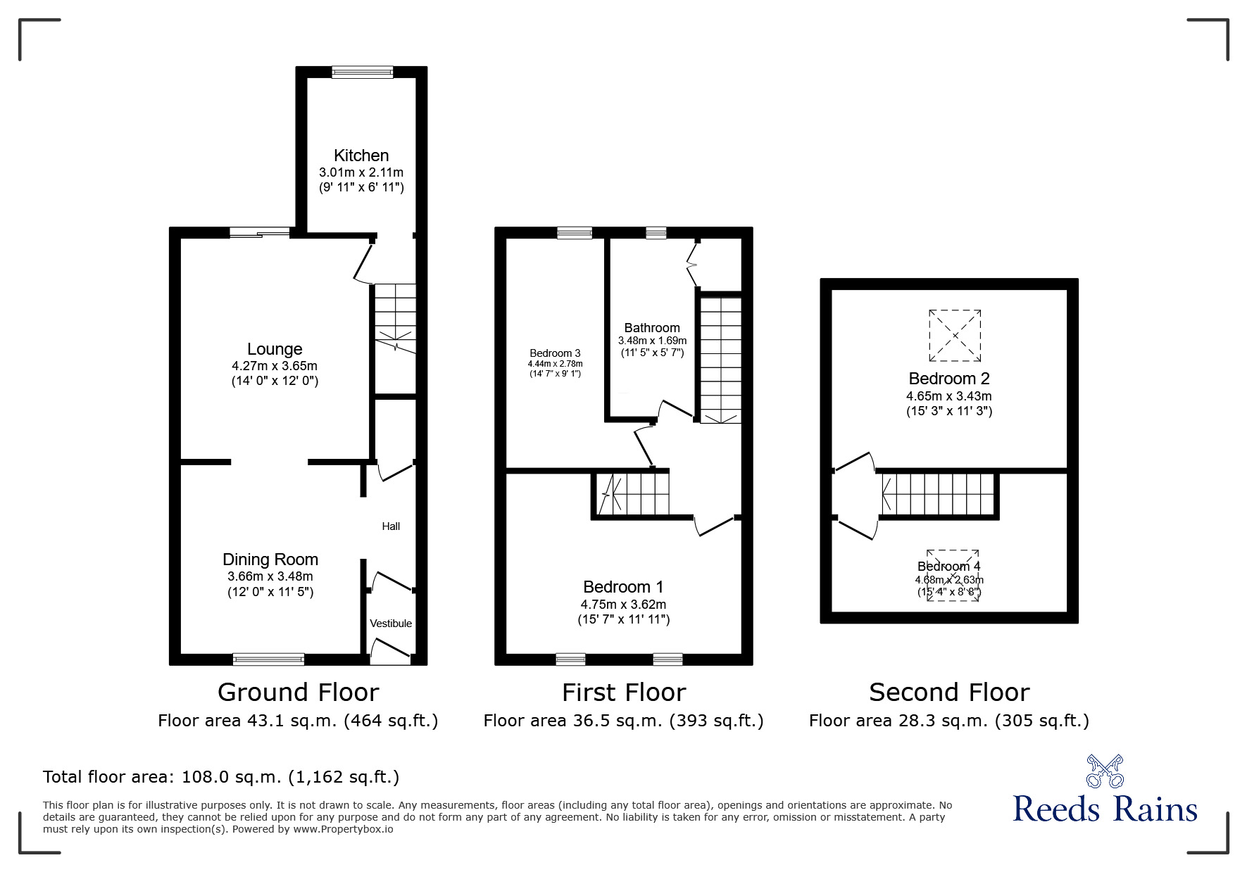 Floorplan of 4 bedroom Mid Terrace House for sale, Arundel Street, Glossop, Derbyshire, SK13