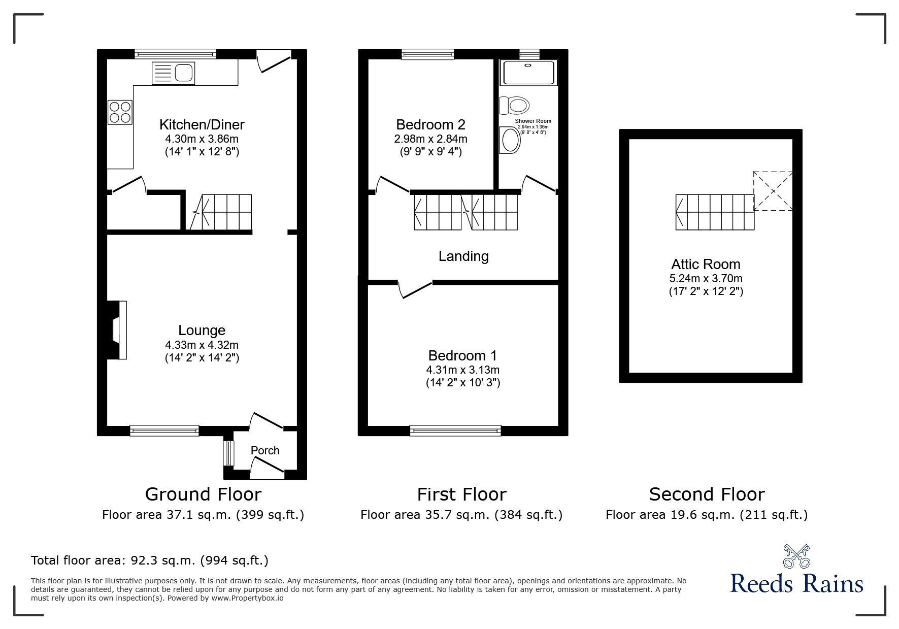 Floorplan of 2 bedroom End Terrace House for sale, Princess Street, Glossop, Derbyshire, SK13