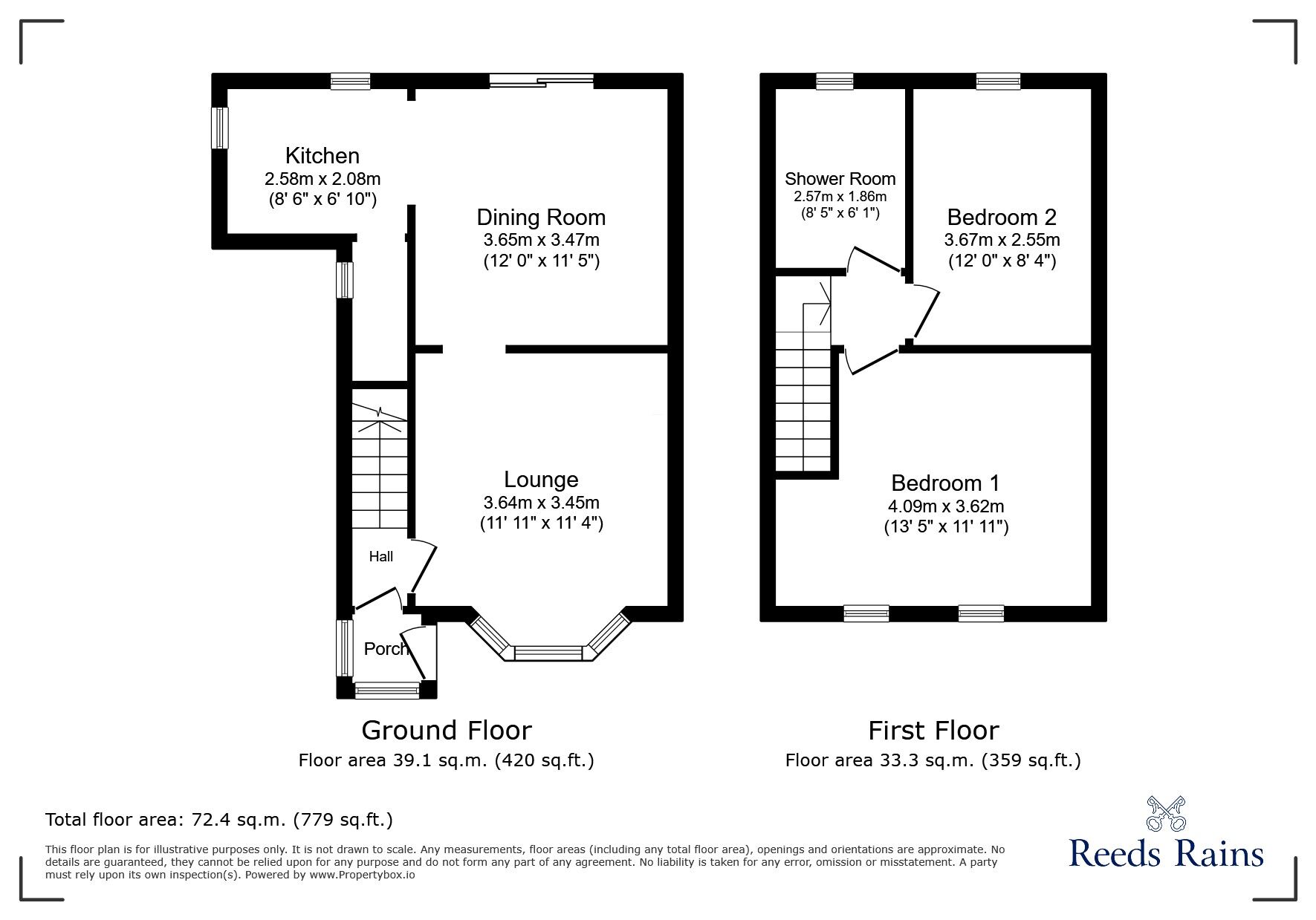 Floorplan of 2 bedroom End Terrace House for sale, Cottage Lane, Glossop, Derbyshire, SK13