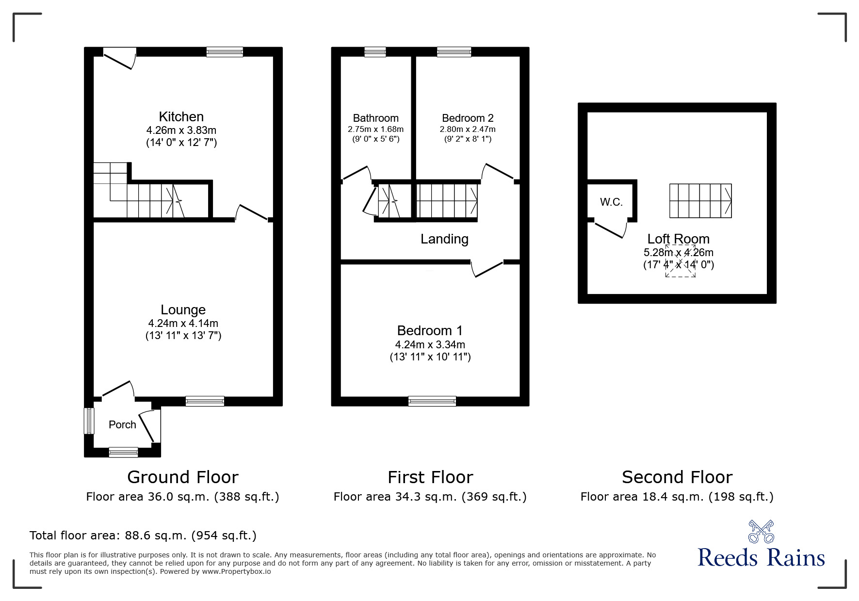 Floorplan of 2 bedroom Mid Terrace House for sale, Silk Street, Glossop, Derbyshire, SK13