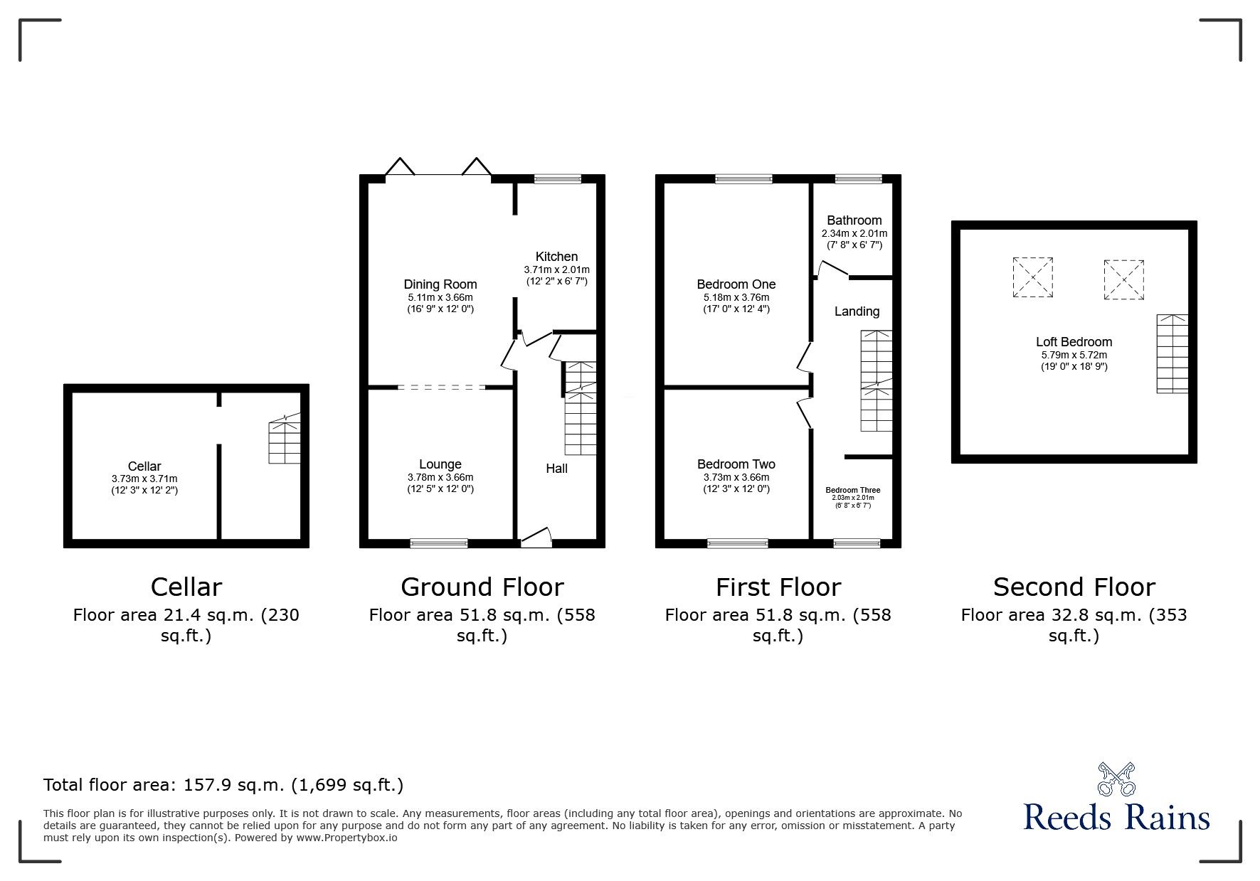 Floorplan of 4 bedroom Mid Terrace House for sale, Glossop Road, Gamesley, Derbyshire, SK13