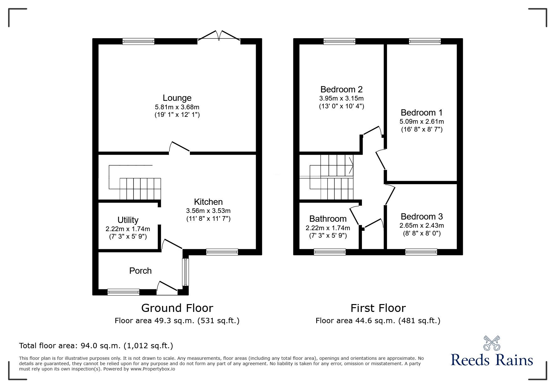 Floorplan of 3 bedroom Mid Terrace House for sale, Calver Mews, Glossop, Derbyshire, SK13