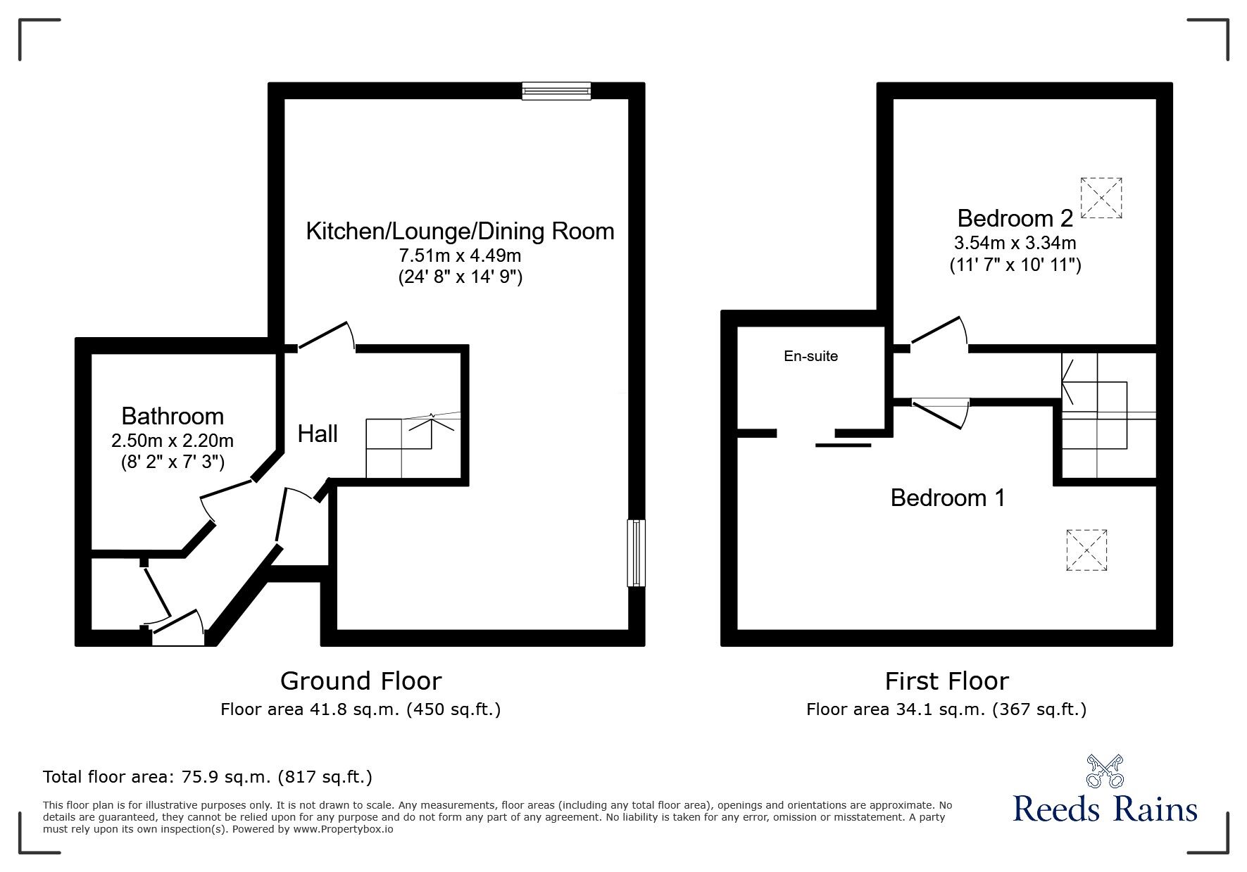 Floorplan of 2 bedroom  Flat for sale, Shrewsbury Street, Glossop, Derbyshire, SK13