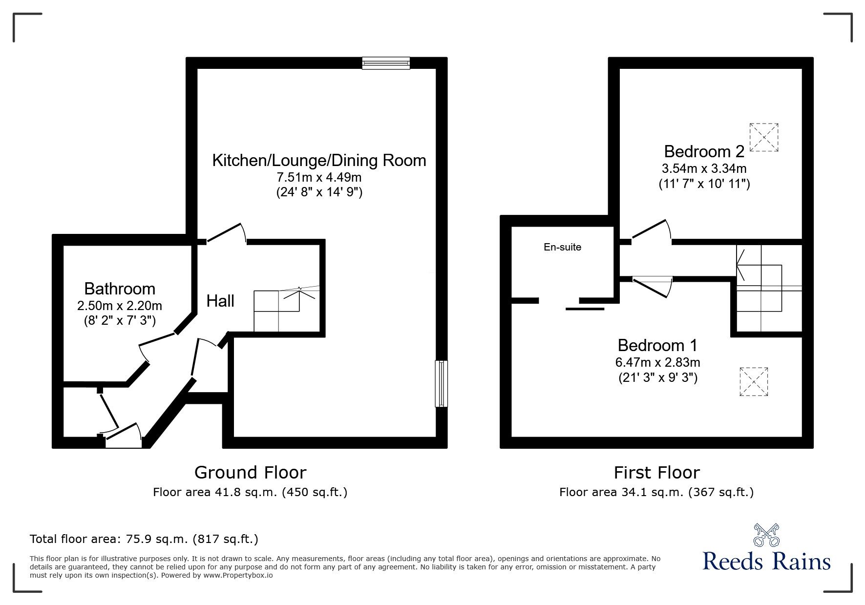 Floorplan of 2 bedroom  Flat for sale, Shrewsbury Street, Glossop, Derbyshire, SK13