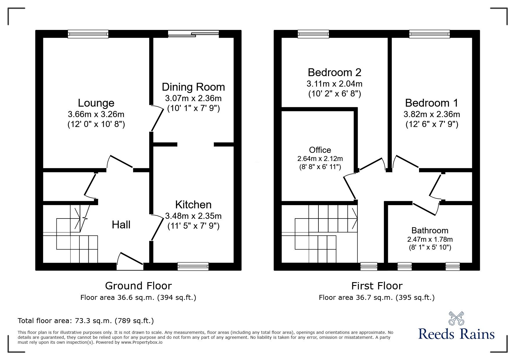 Floorplan of 2 bedroom End Terrace House for sale, Wessington Green, Glossop, Derbyshire, SK13