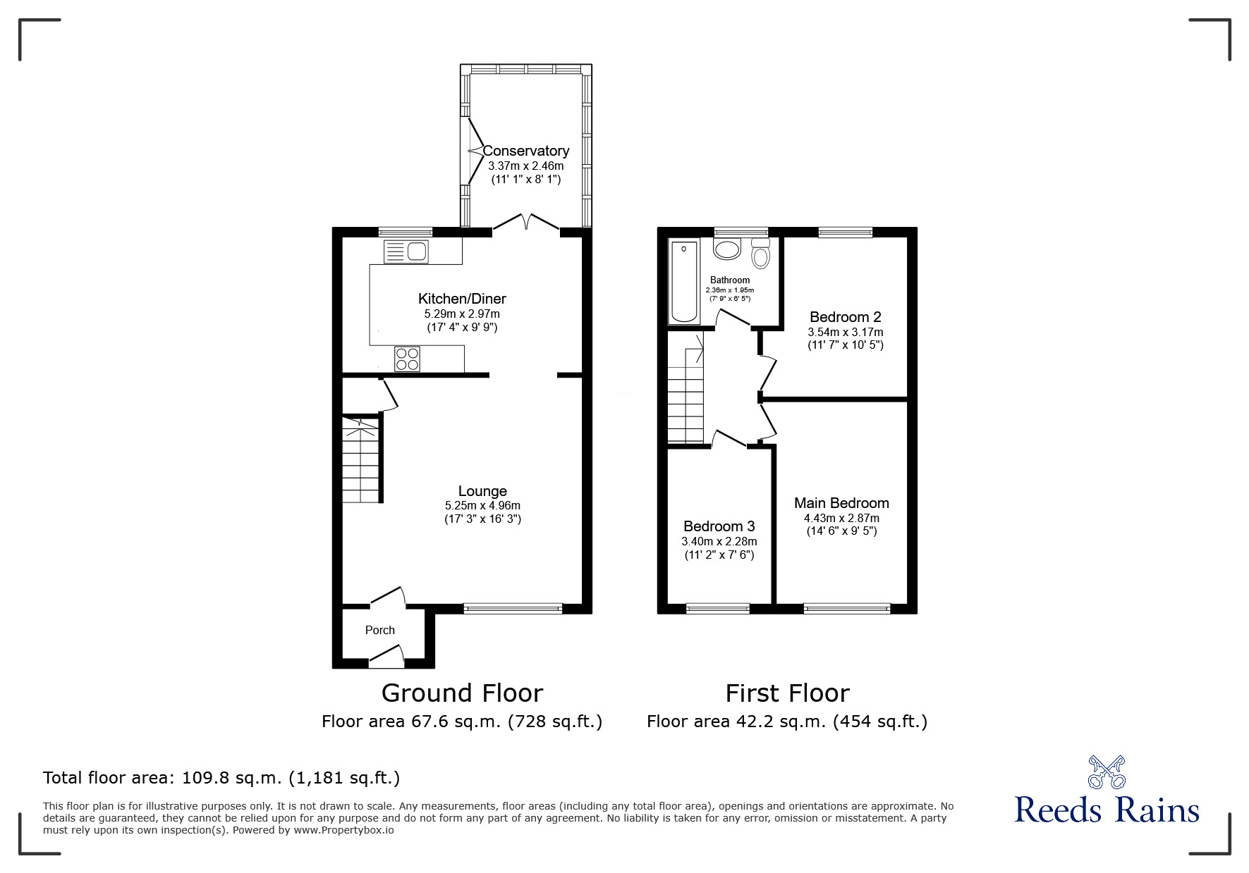 Floorplan of 3 bedroom Semi Detached House for sale, Copper Beech Drive, Glossop, Derbyshire, SK13
