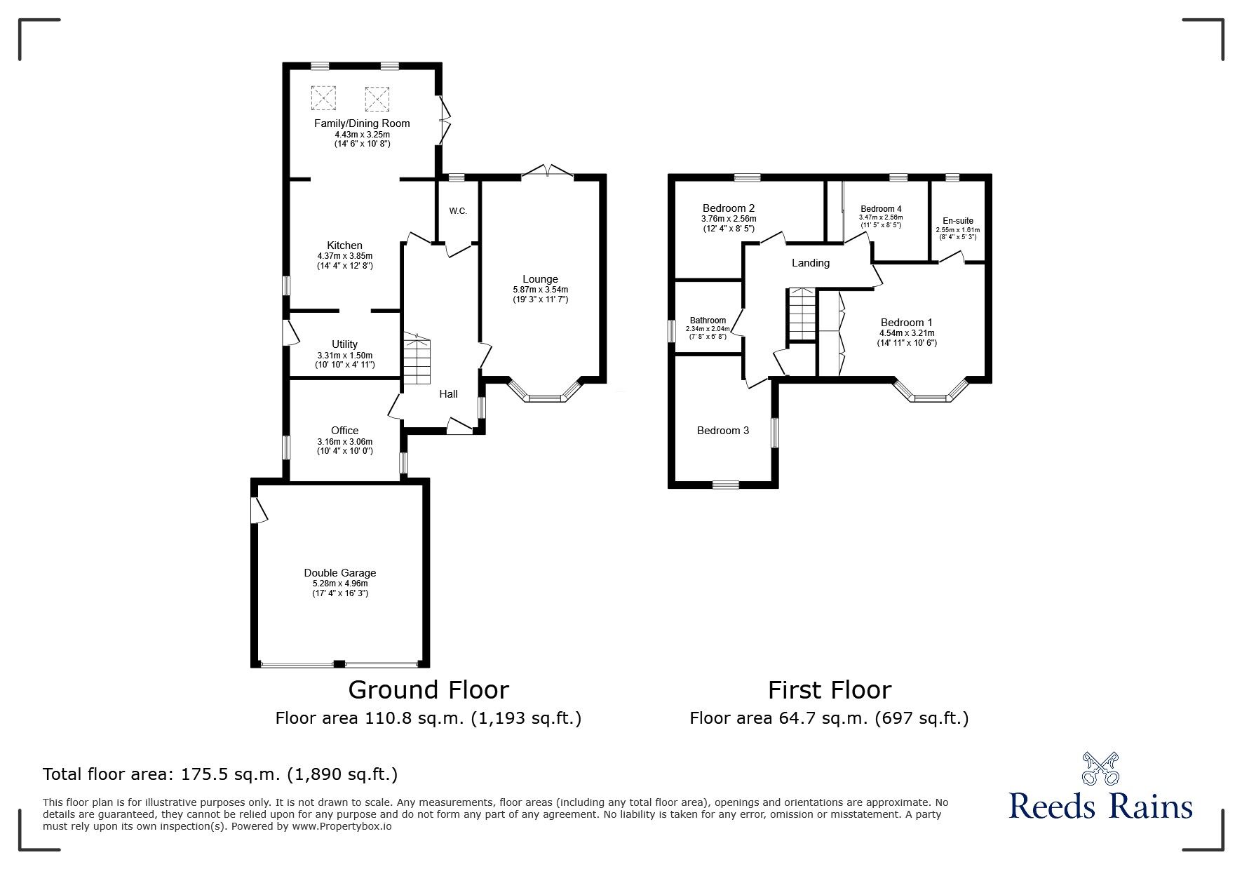 Floorplan of 4 bedroom Detached House for sale, The Oaks, Glossop, Derbyshire, SK13