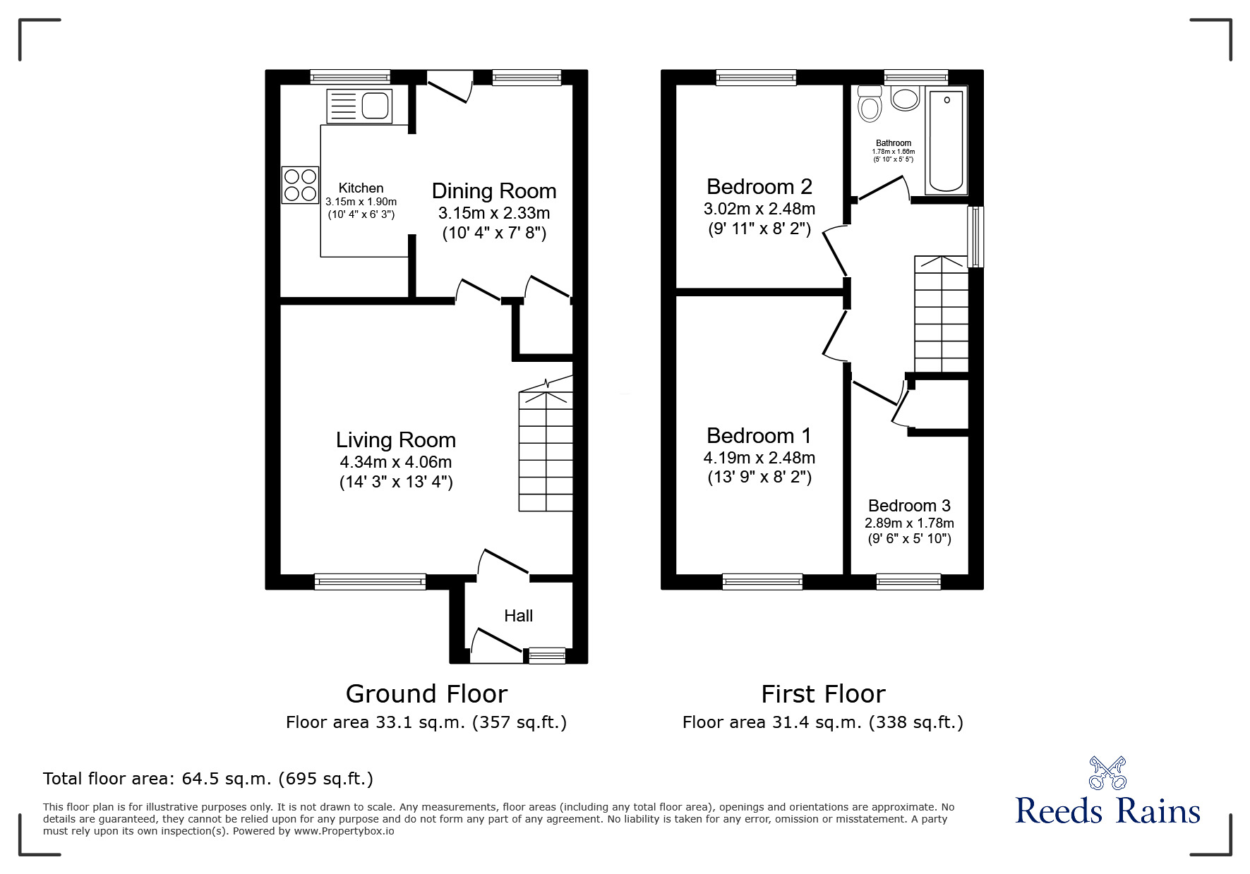 Floorplan of 3 bedroom Semi Detached House for sale, Arundel Grange, Derbyshire, SK13