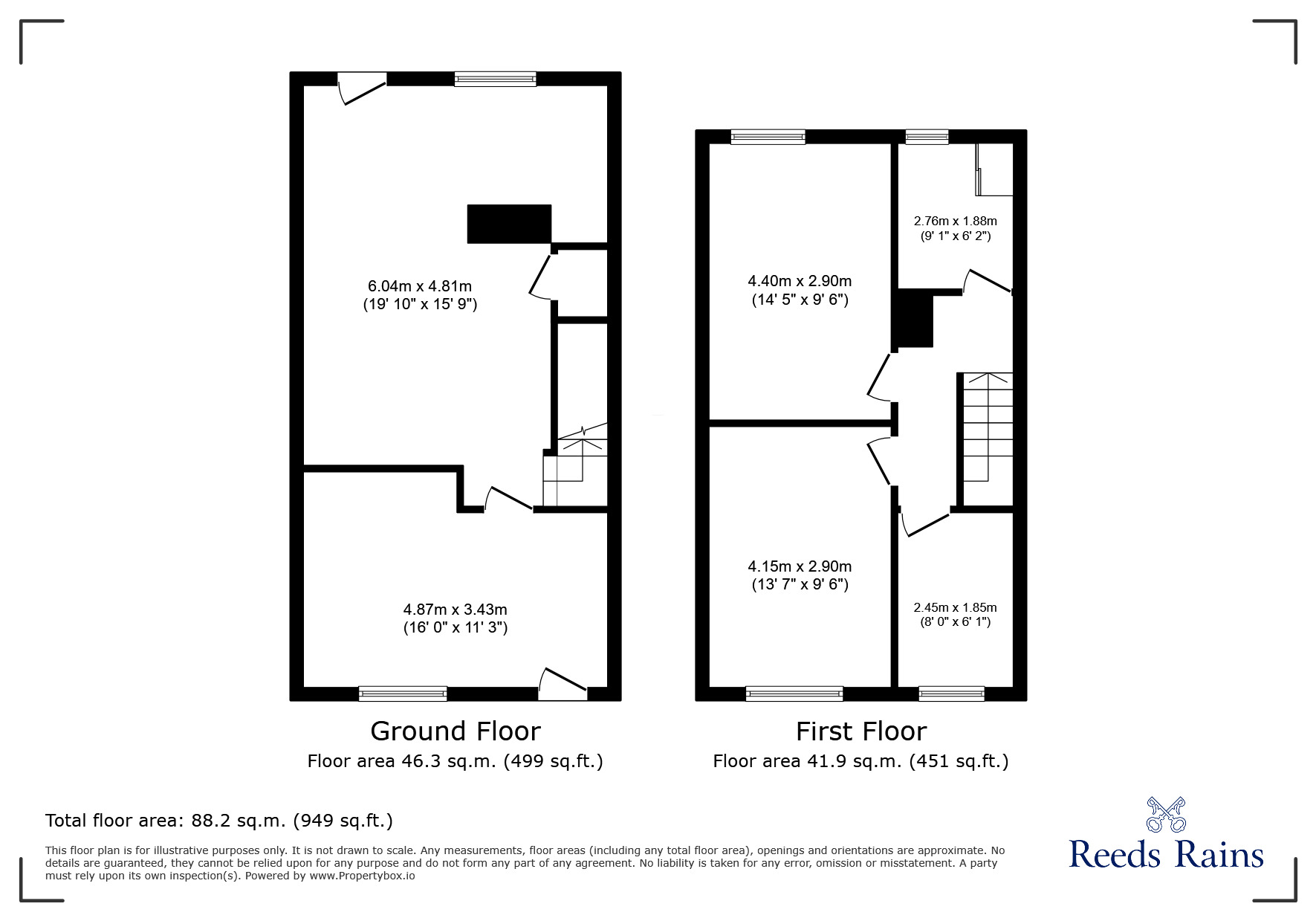 Floorplan of 3 bedroom Mid Terrace House for sale, Simmondley Grove, Glossop, Derbyshire, SK13
