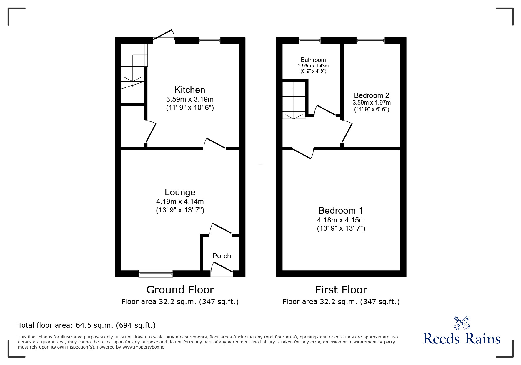Floorplan of 2 bedroom Mid Terrace House for sale, Shaw Lane, Glossop, Derbyshire, SK13