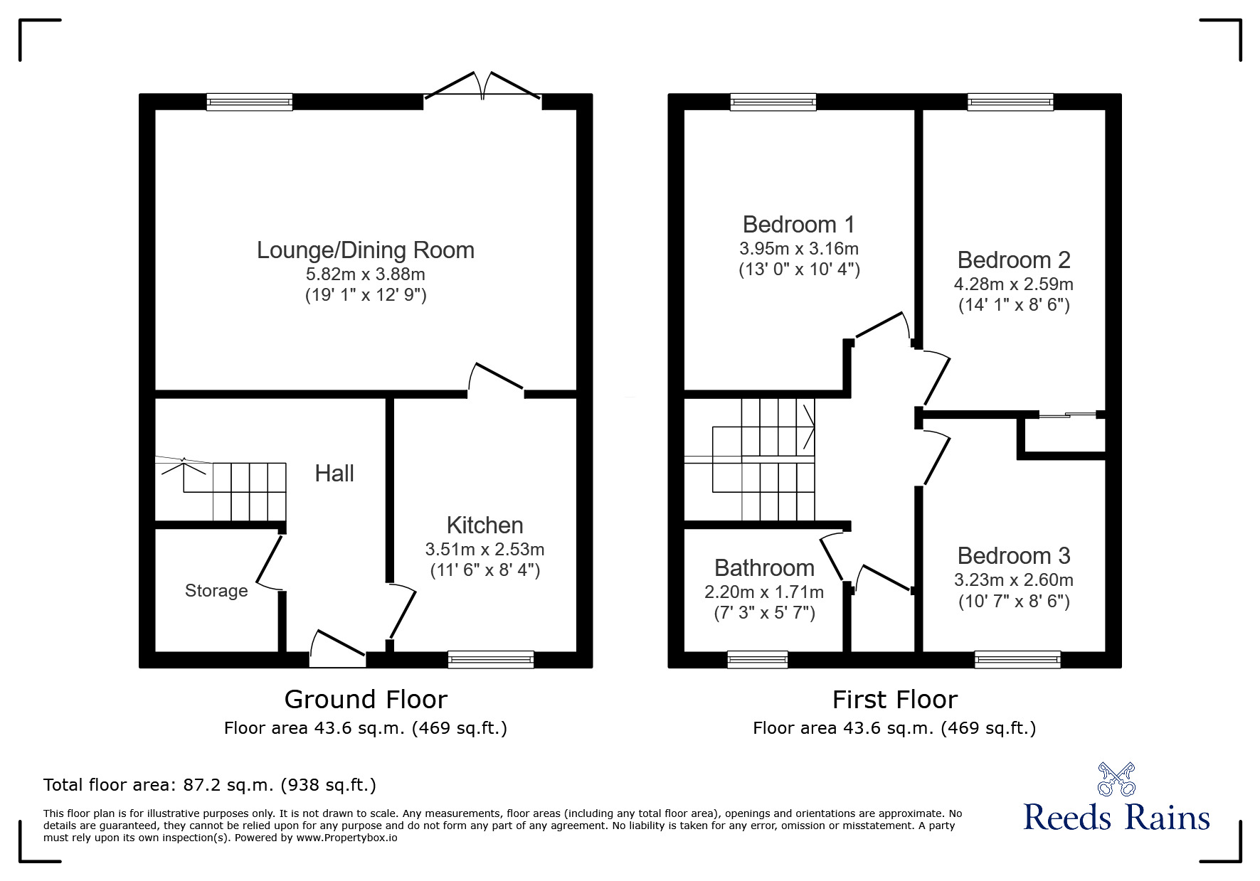 Floorplan of 3 bedroom Mid Terrace House to rent, Brailsford Green, Glossop, Derbyshire, SK13