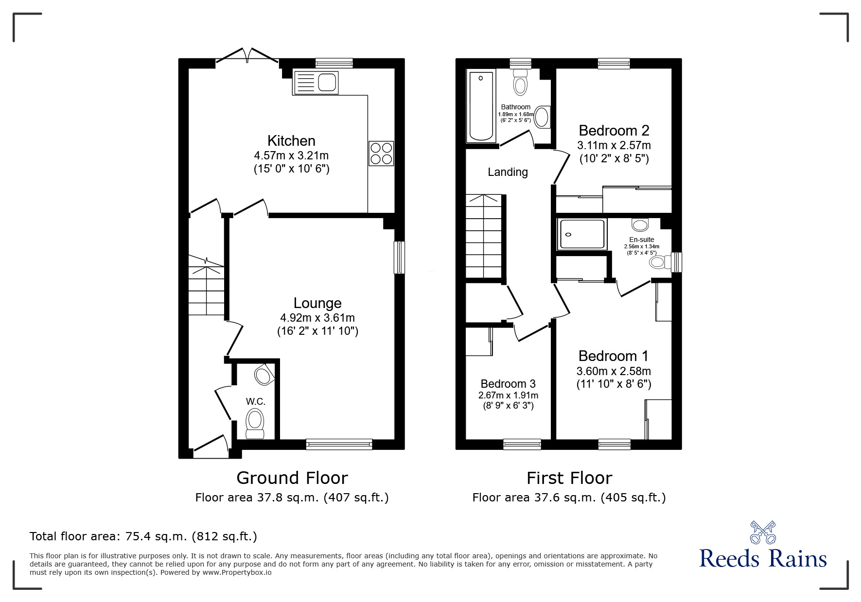 Floorplan of 3 bedroom Semi Detached House for sale, Torside Street, Tintwistle, Derbyshire, SK13
