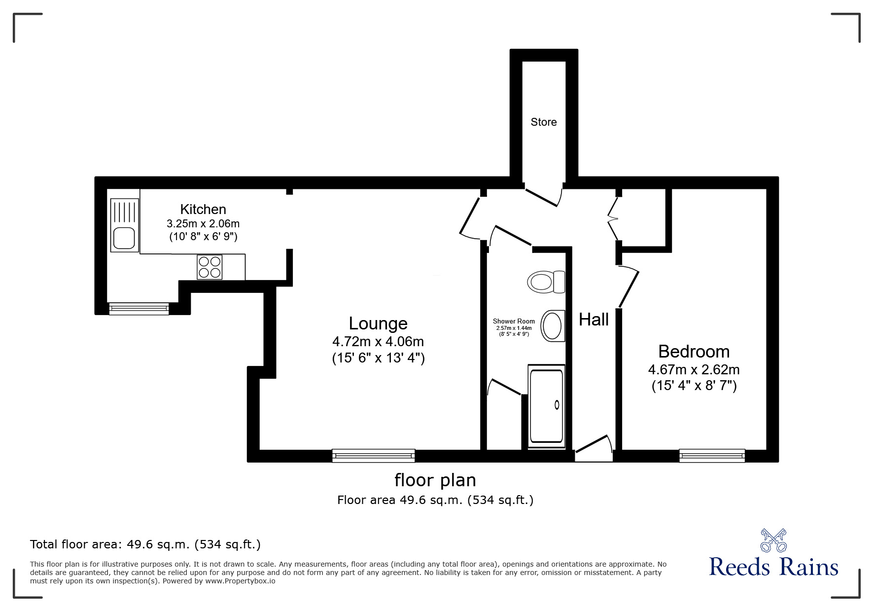 Floorplan of 1 bedroom  Flat for sale, Station Road, Hadfield, Derbyshire, SK13
