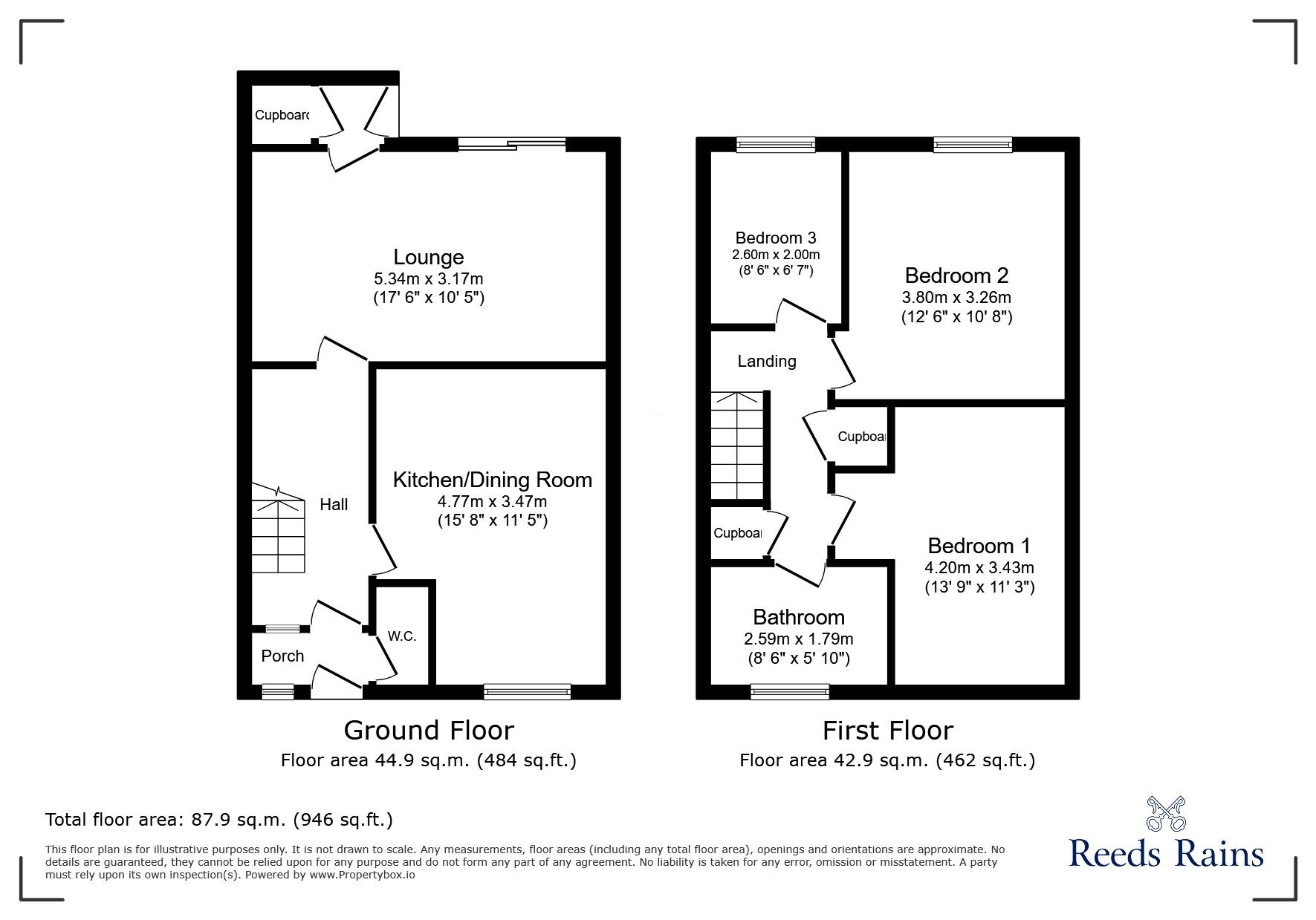 Floorplan of 3 bedroom Mid Terrace House for sale, Rose Bank Close, Hollingworth, Greater Manchester, SK14