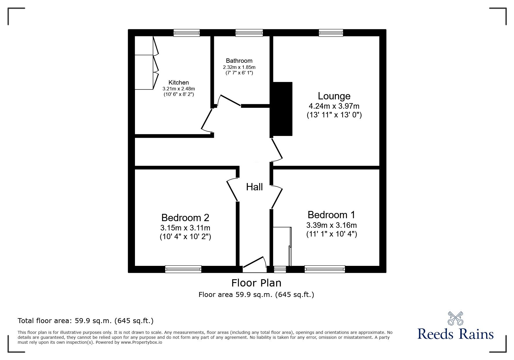 Floorplan of 2 bedroom  Flat for sale, Crosslands Close, Glossop, Derbyshire, SK13